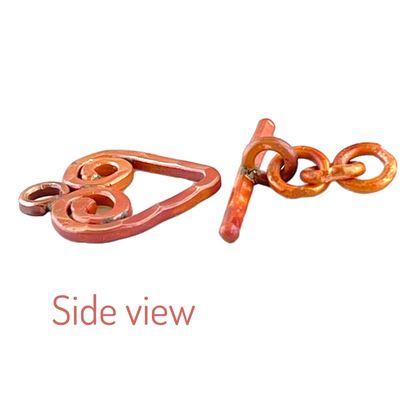 Small Hammered Heart Toggle Clasp - Copper