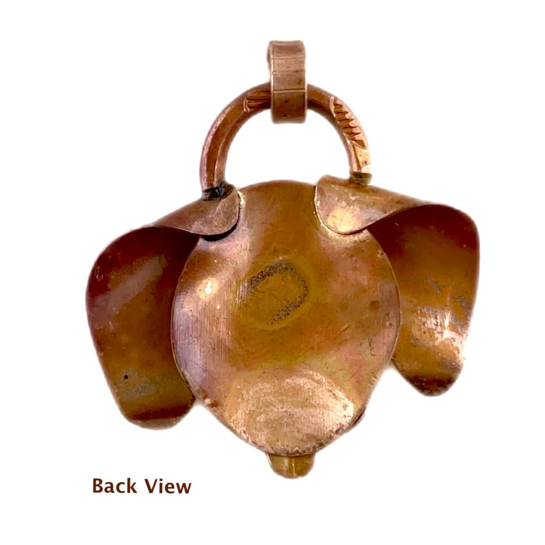Floppy-Eared Puppy Pendant • Copper and Brass with Flame Patina