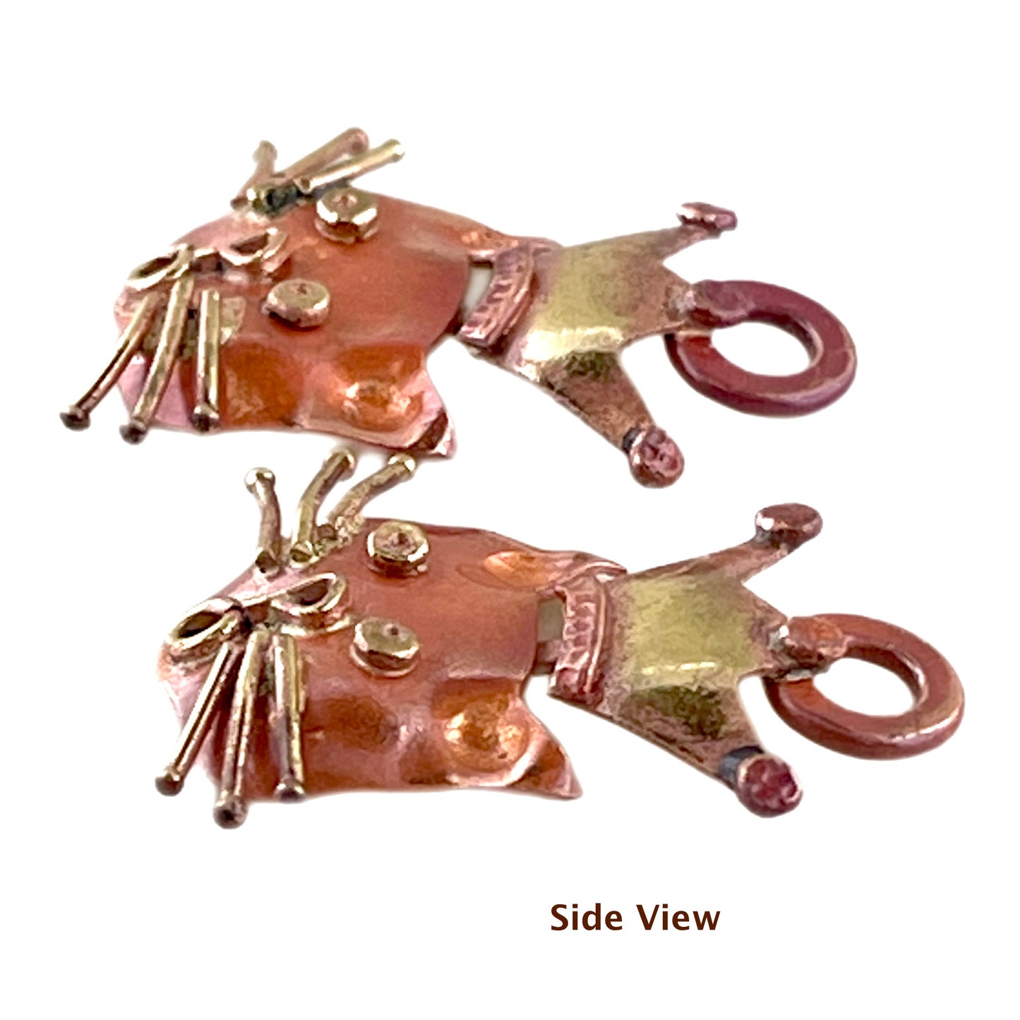 Regal Copper Cat Components with Brass Crown Accents