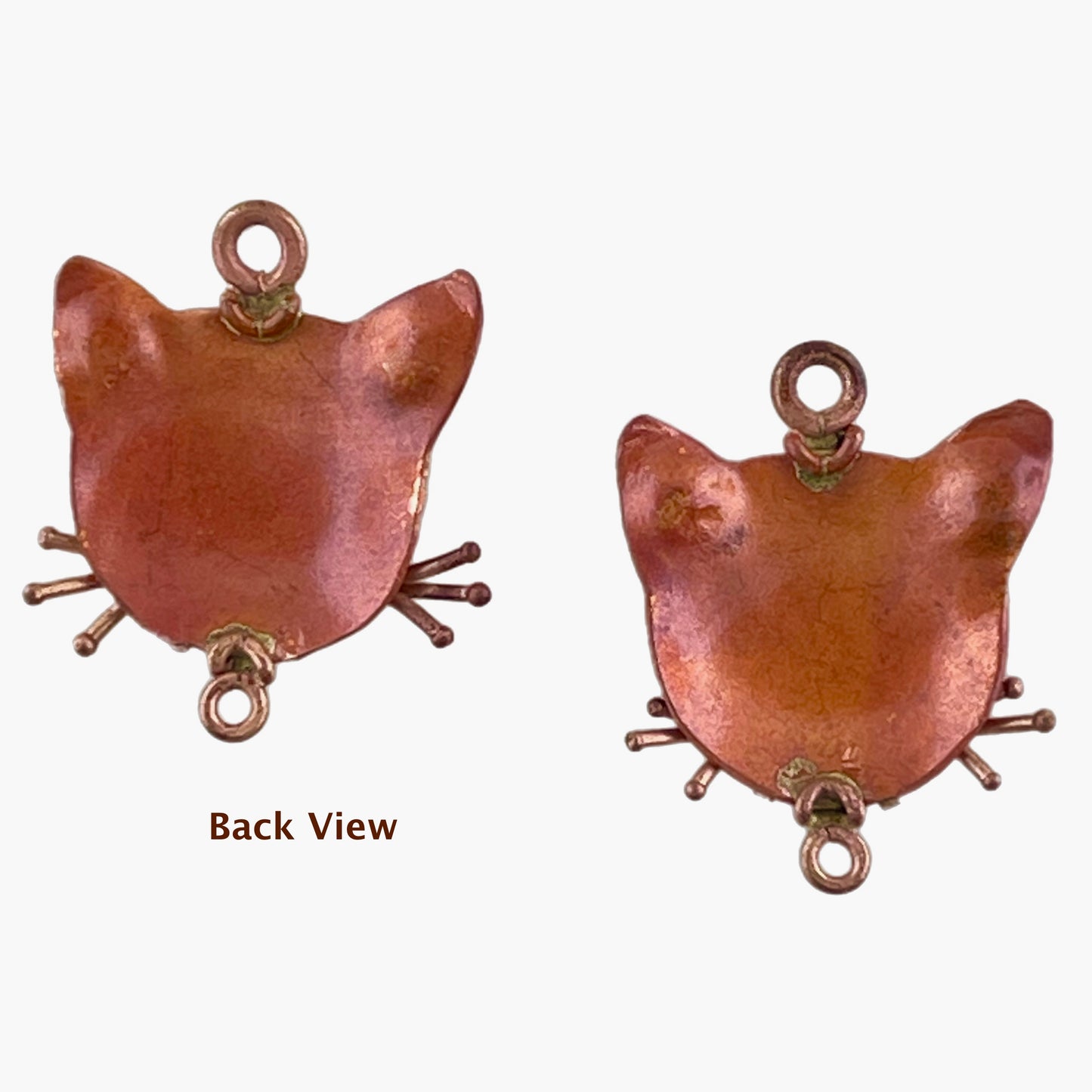 Angry Cat Copper Earring Components with Brass Accents
