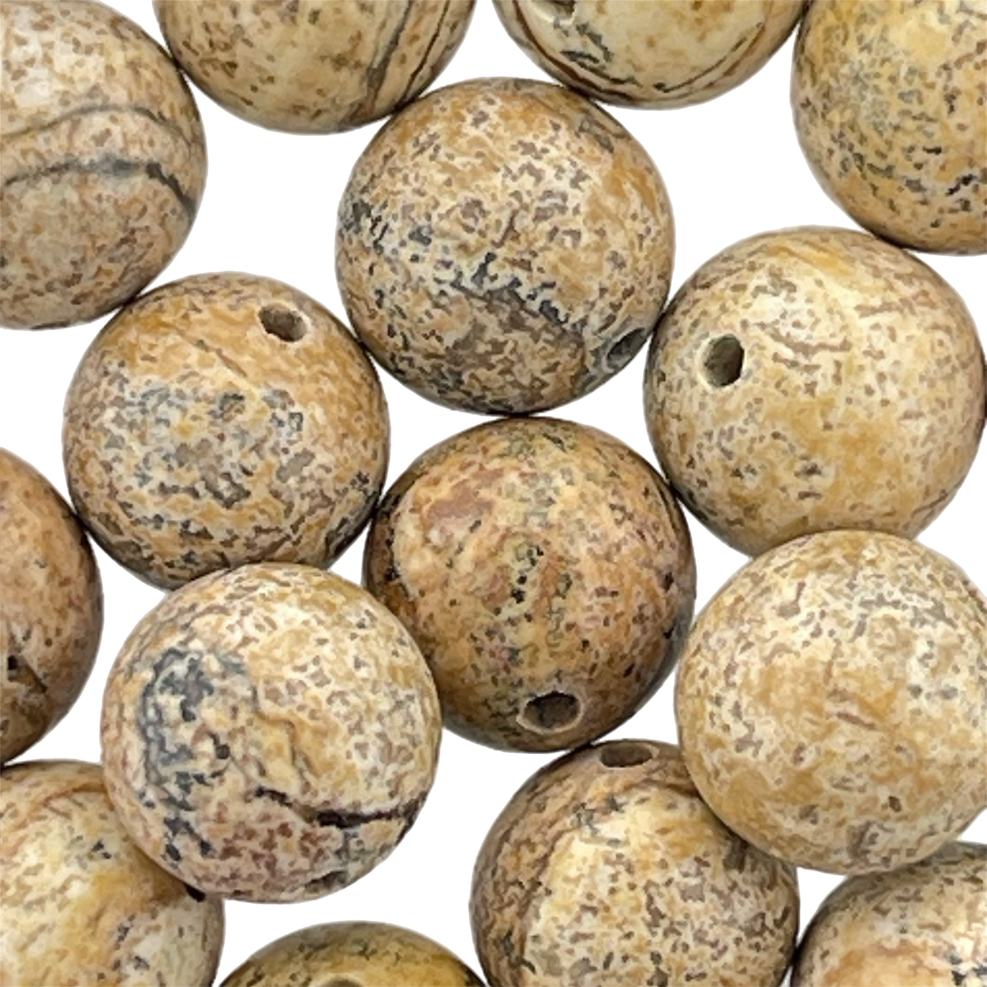 Natural Picture Jasper round beads 12mm with earthy landscape patterns for jewelry crafting