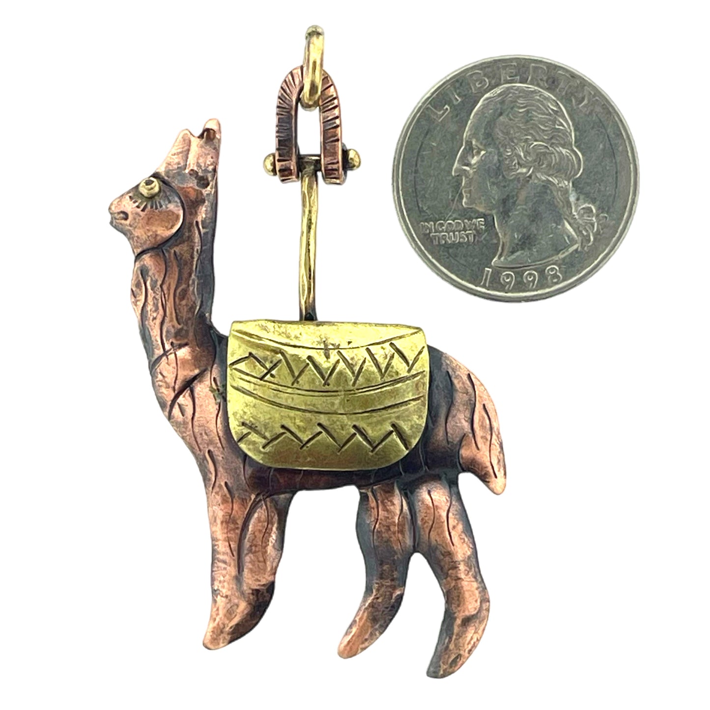 Rustic Copper & Brass Llama Pendant by Patricia Healey