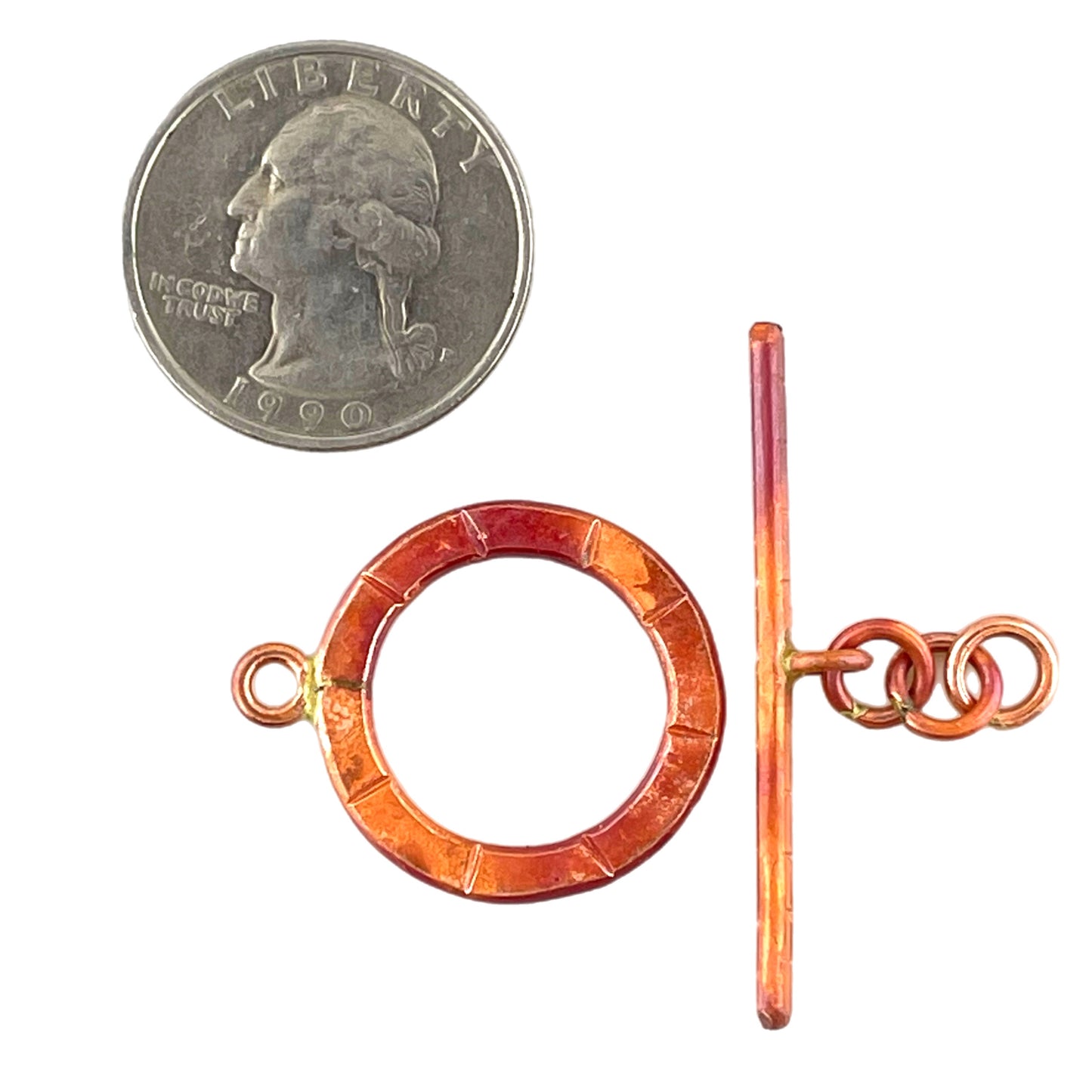 Large Toggle Clasp with Stamped Lines