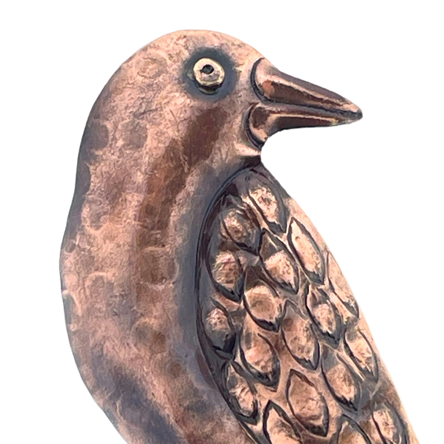 Antiqued Copper Raven Pendant with Brass Accents