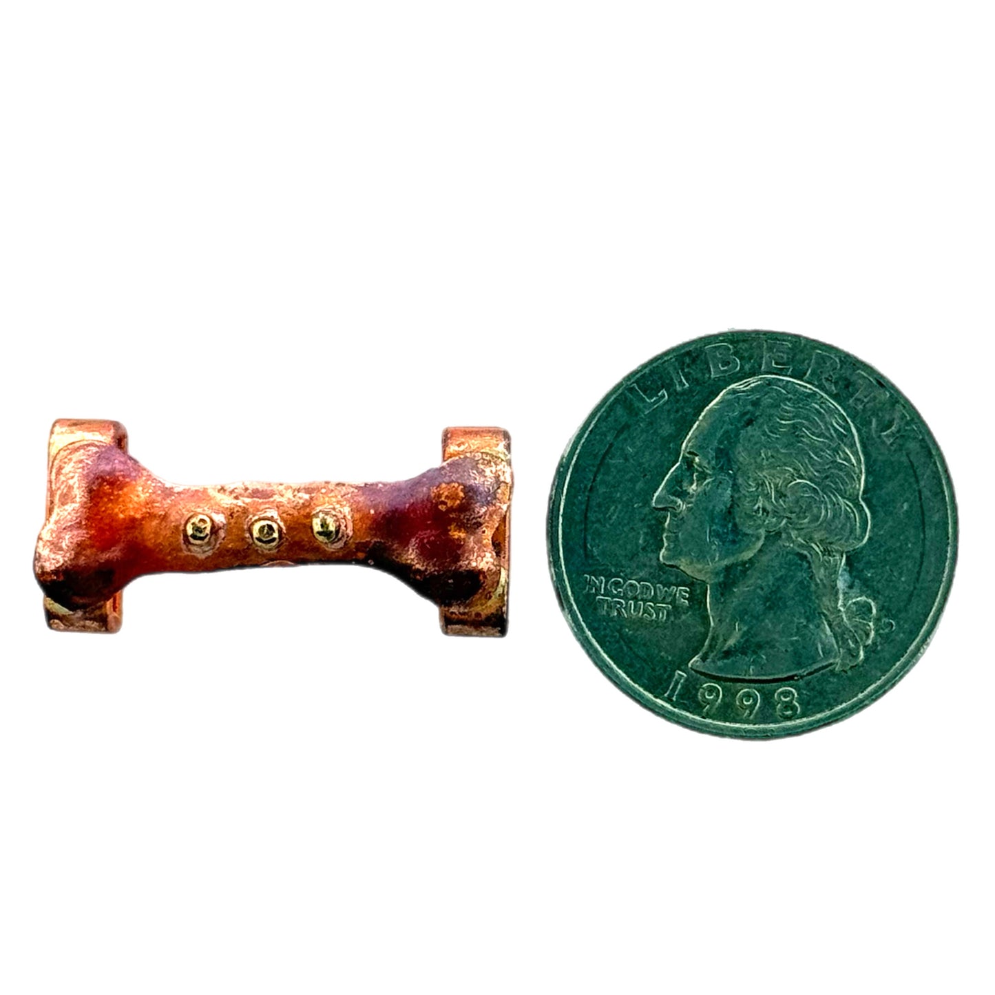Small Copper Bone Slider for 10mm Flat Leather