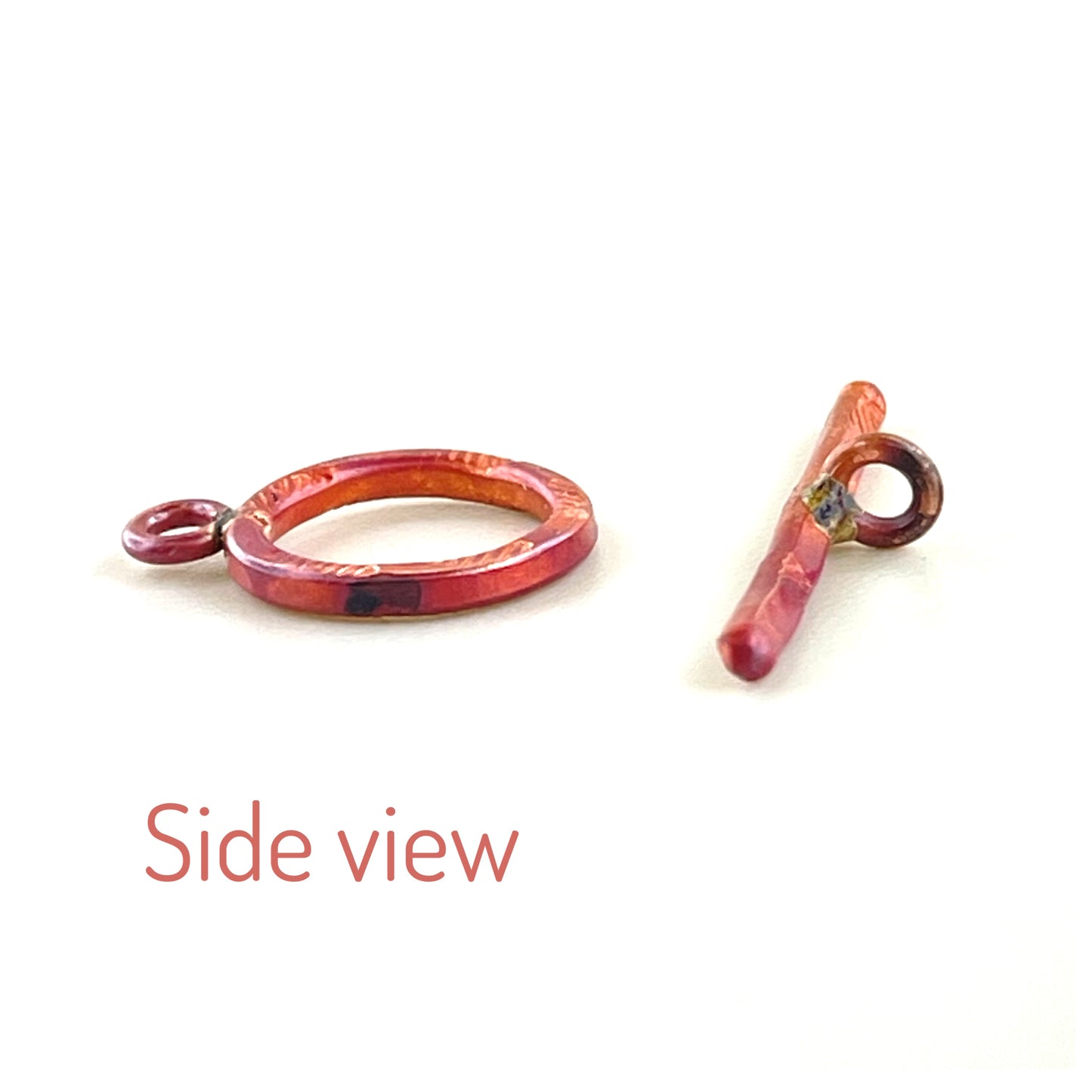 Medium Hammered Copper Toggle Clasp – Red Patina