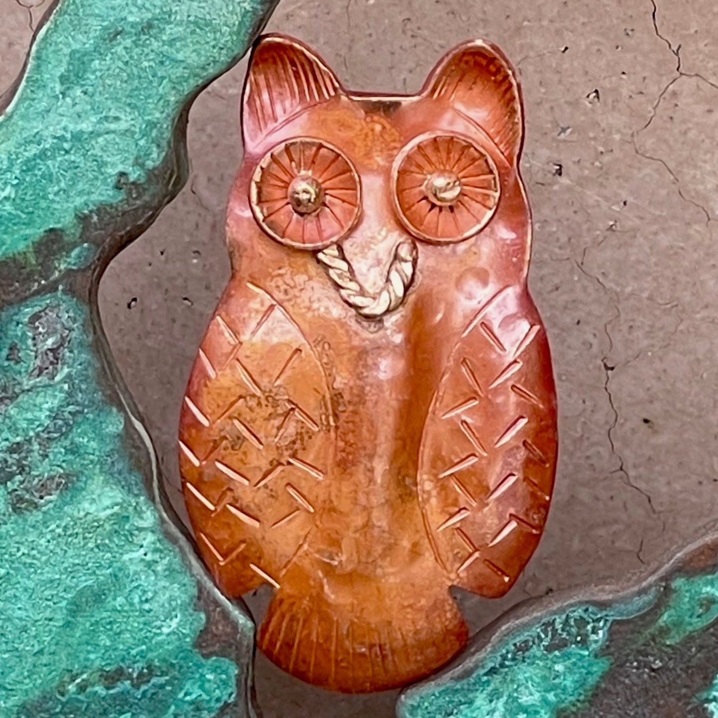 Big Copper Owl Pendant with Wide Eyes – Patricia Healey
