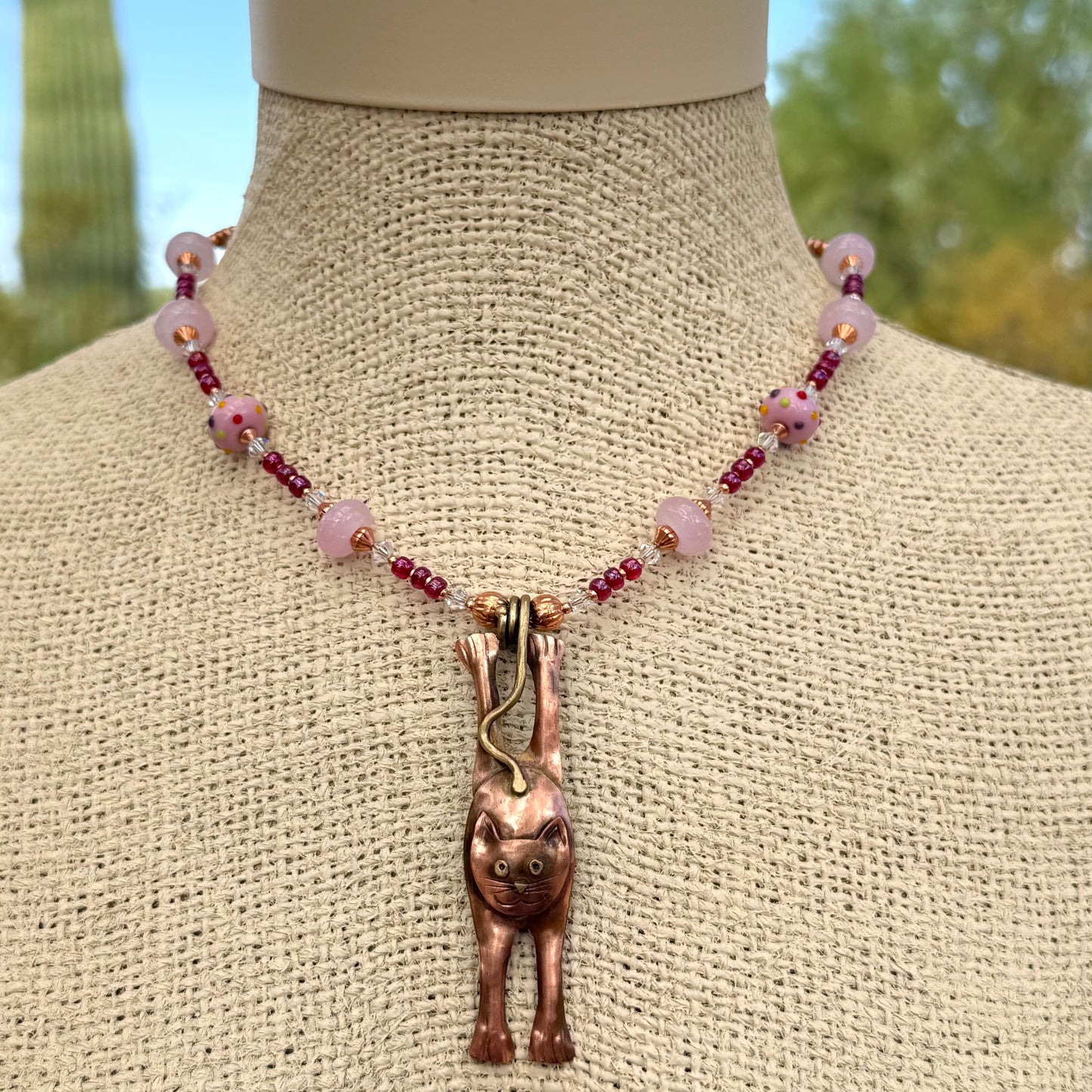 Ultimate Stretch Cat Necklace with Handmade Glass Beads