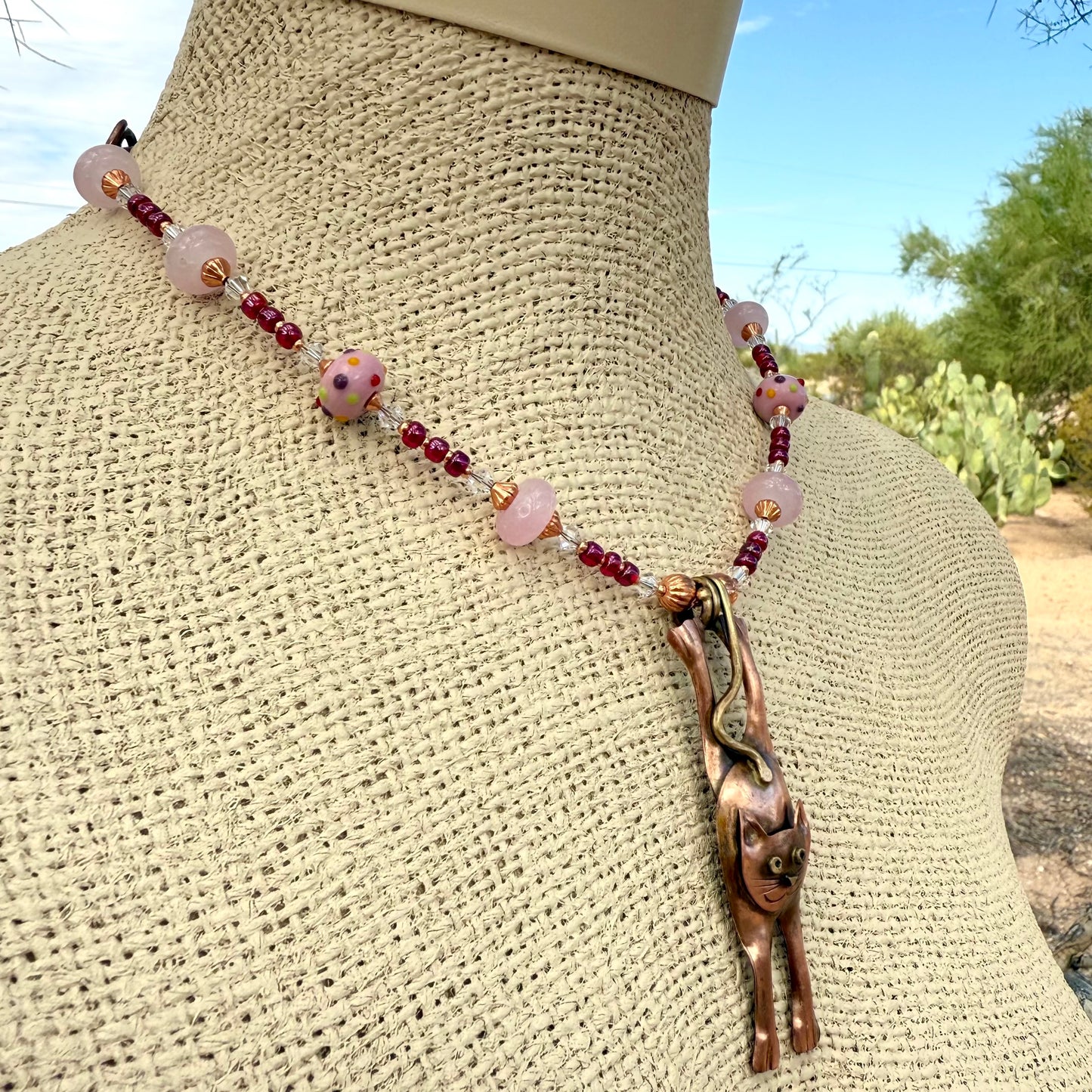 Ultimate Stretch Cat Necklace with Handmade Glass Beads