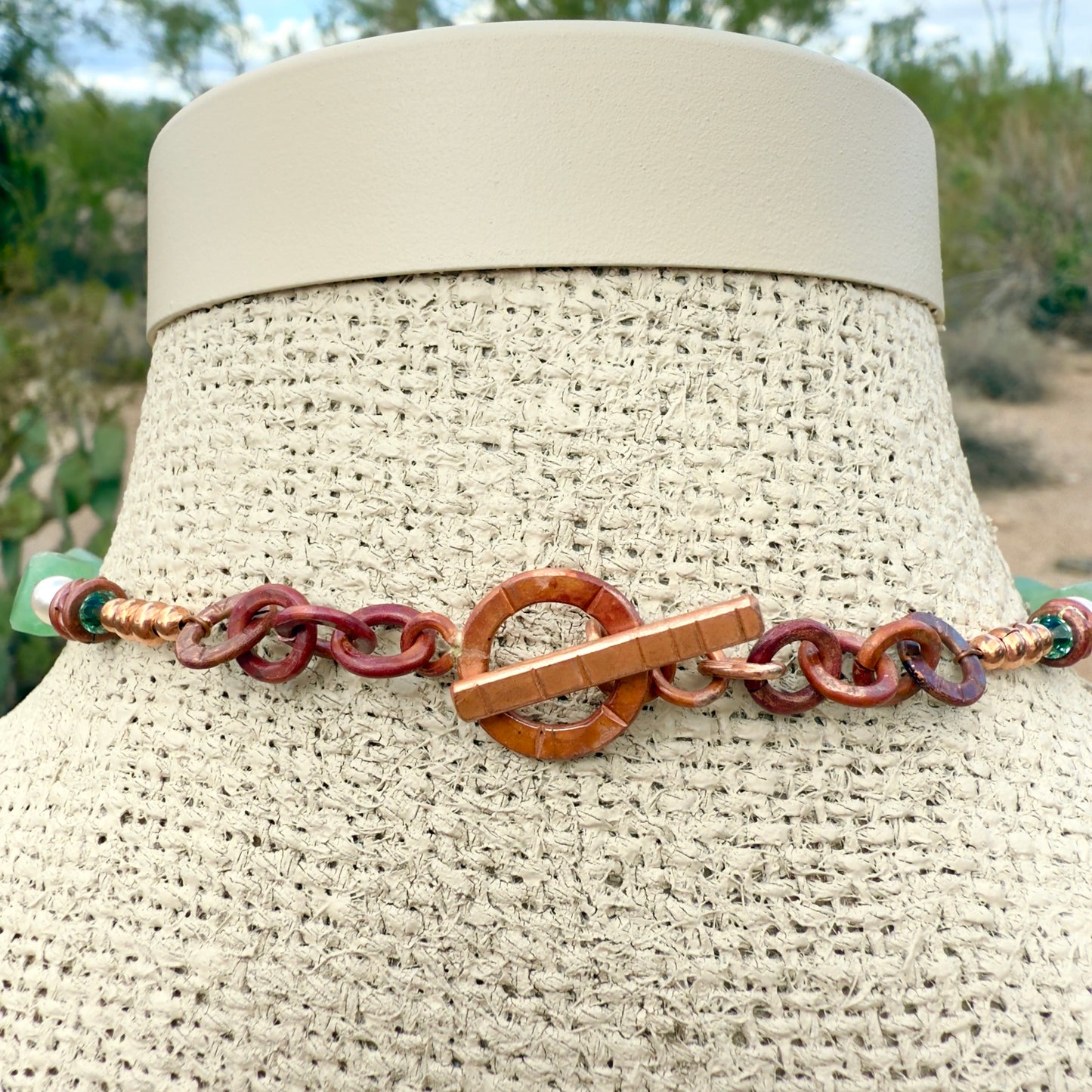 Handmade Copper Spiral Pendant Necklace with African Tourmaline