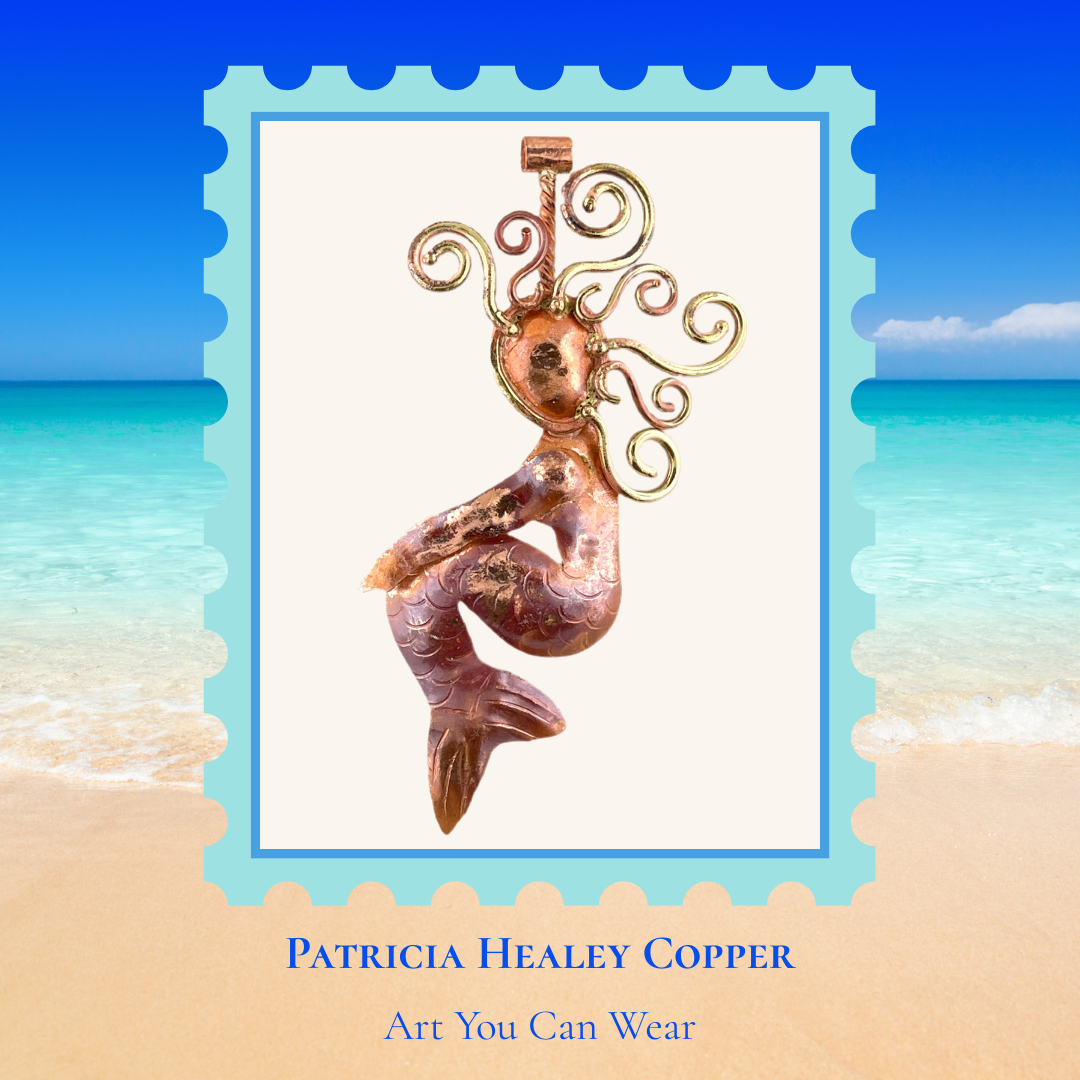 Copper Mermaid with the "Golden" Hair Pendant