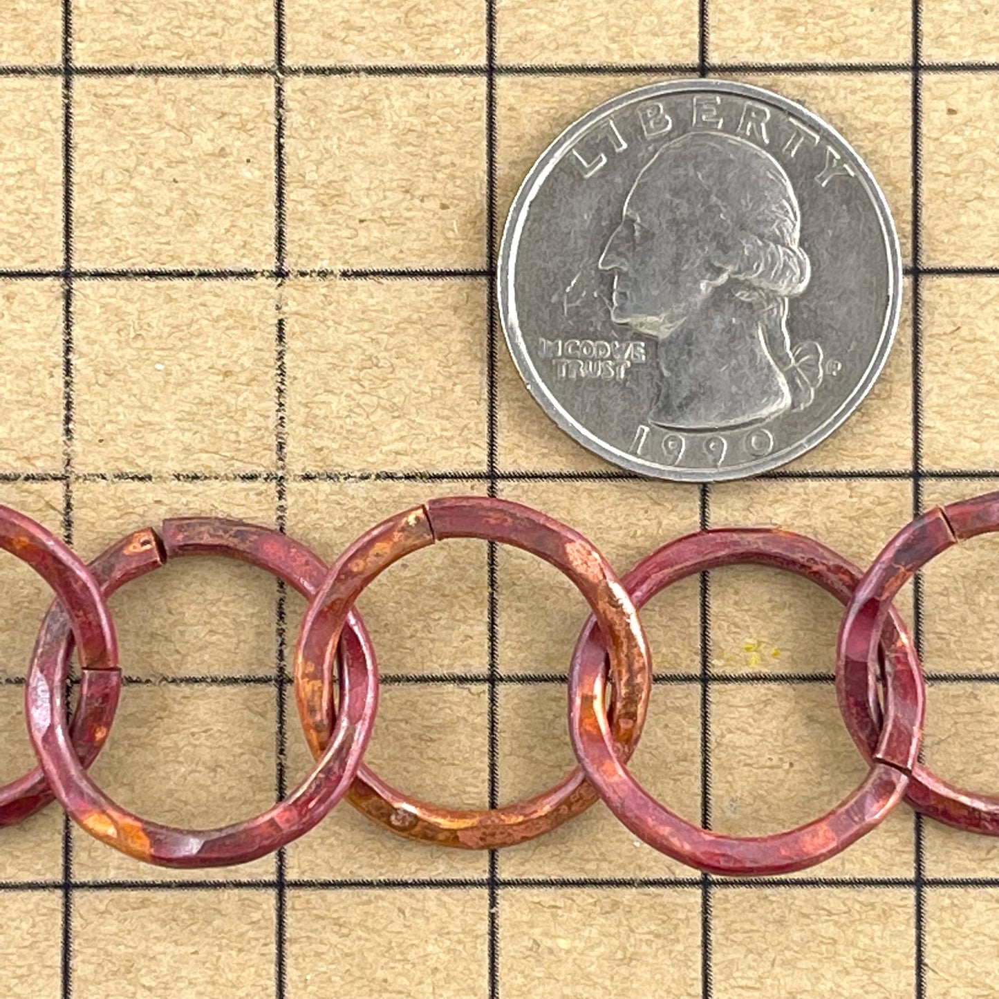 Hand-Forged Large Copper Ring Link Chain – 20"