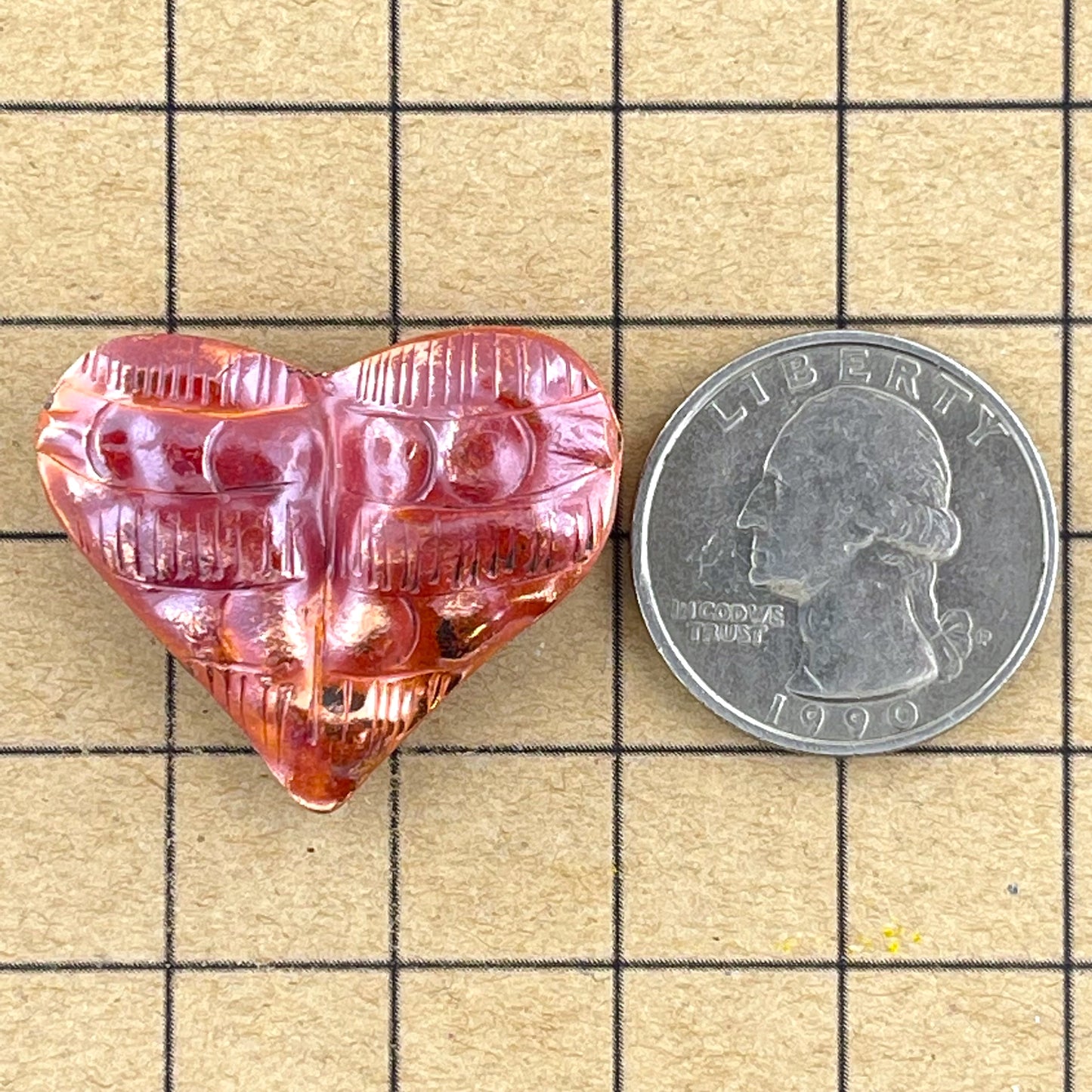 Large Puffy Heart w/ Horizontal Bumps • String Side to Side