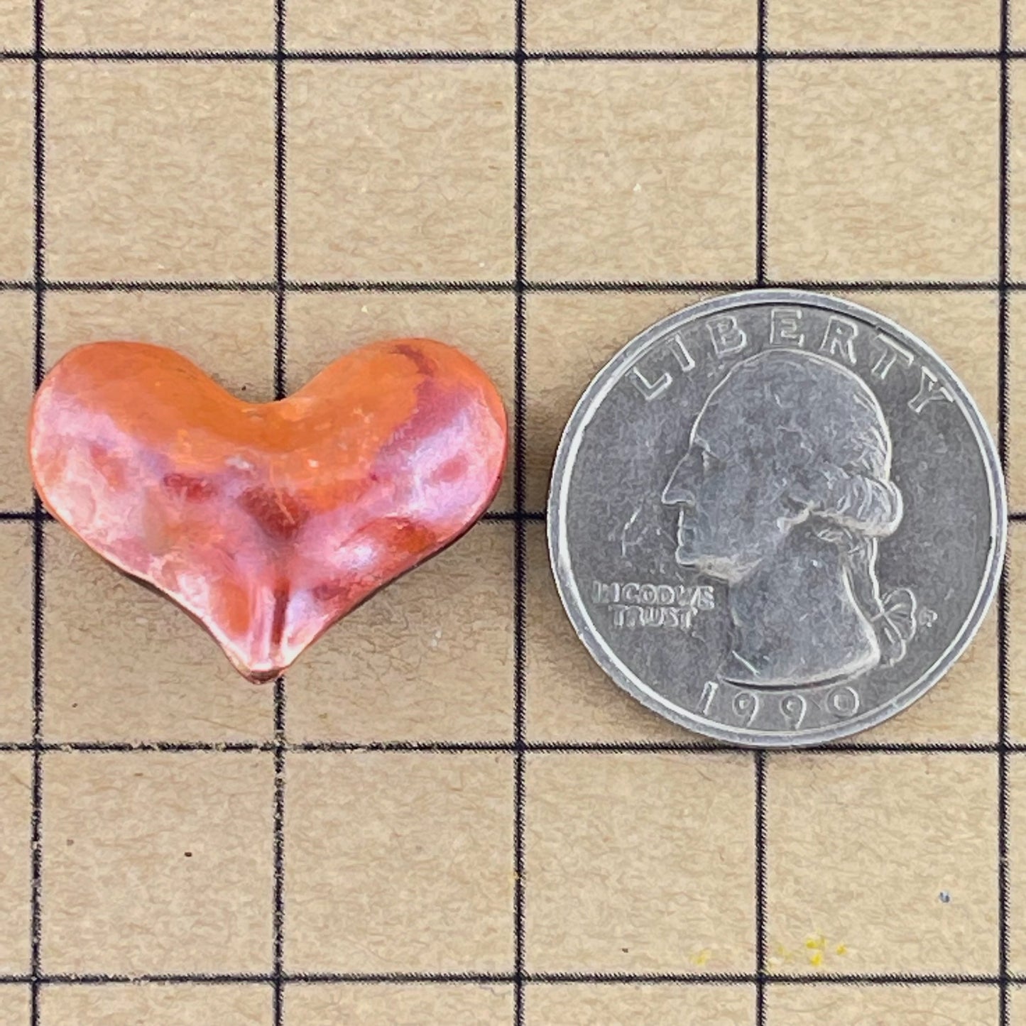 Medium Puffy Heart Copper Bead • String Top to Bottom