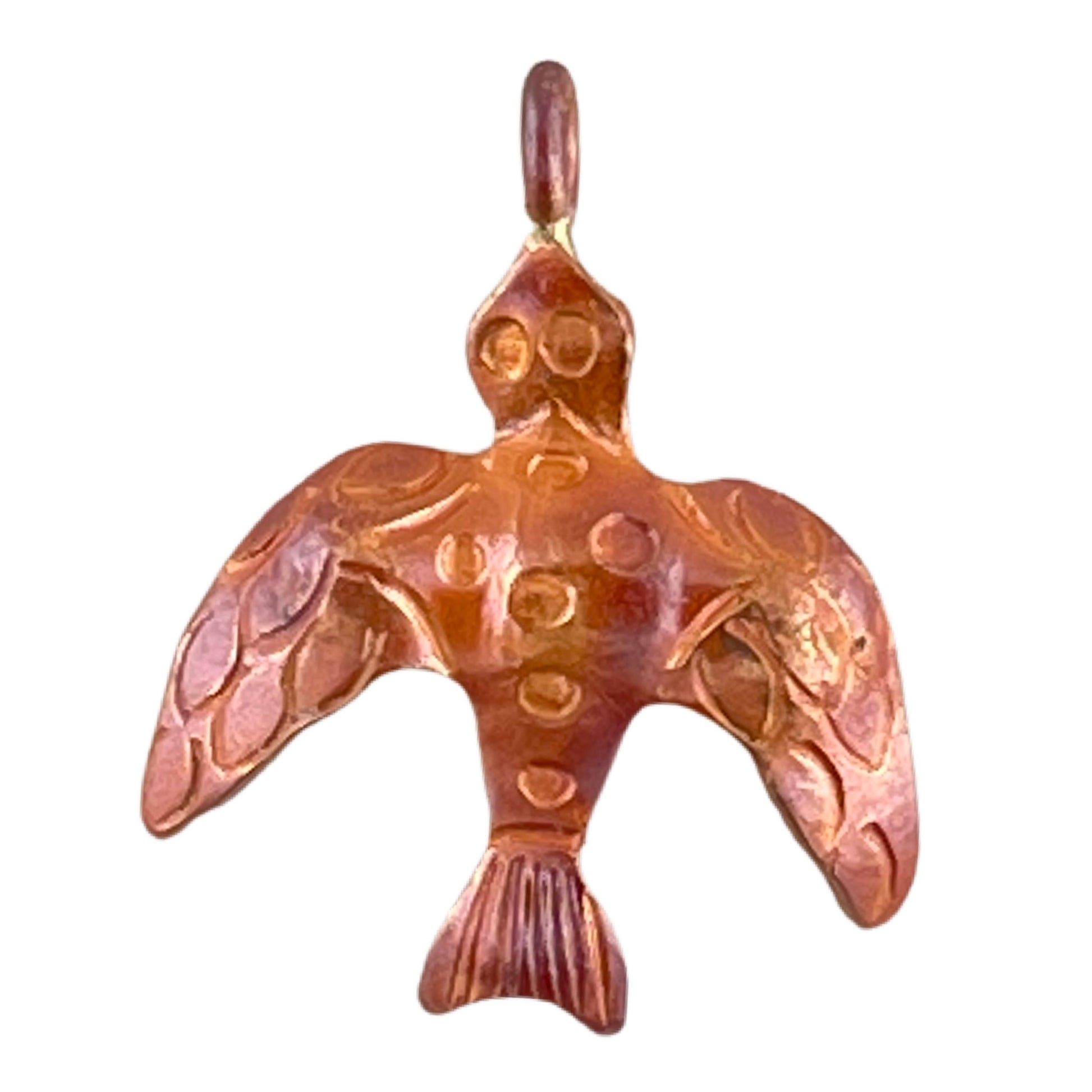 Copper dove charm with top bail, ideal for earrings, handcrafted with warm patina