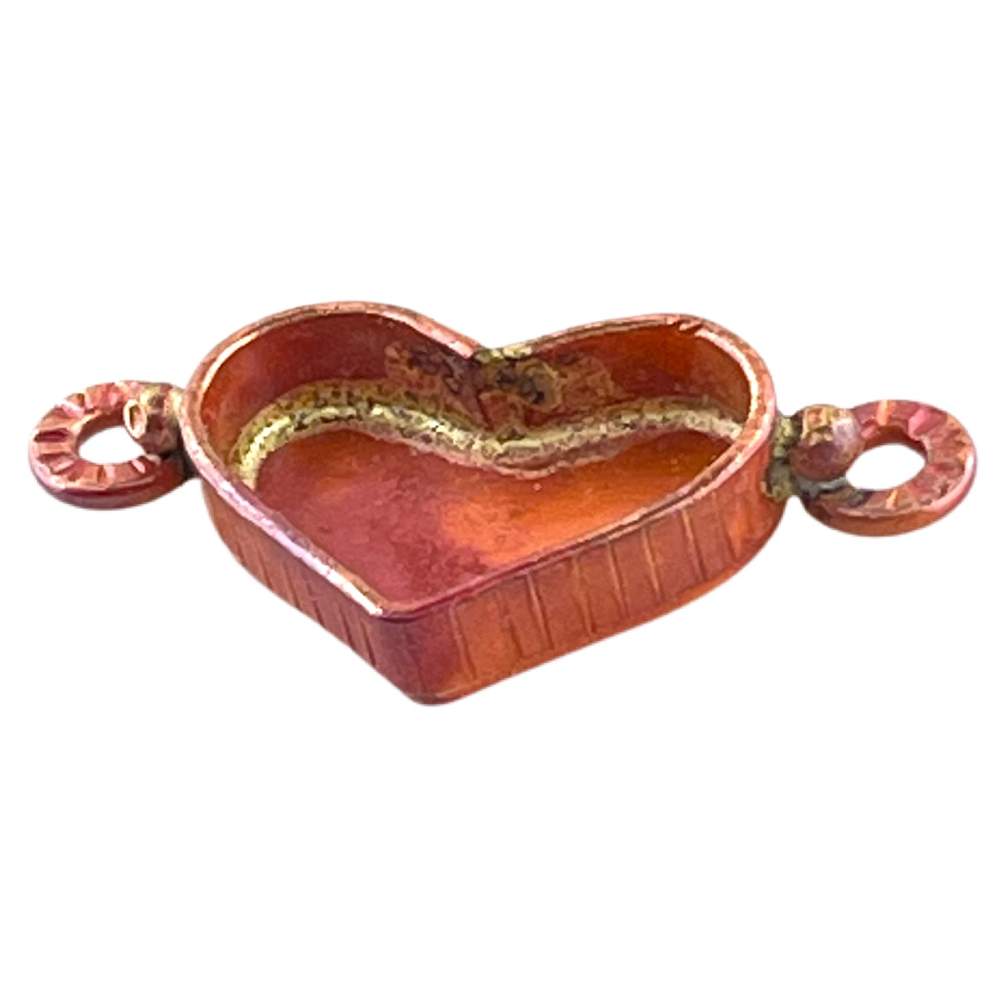 Small Copper Bezeled Heart Link