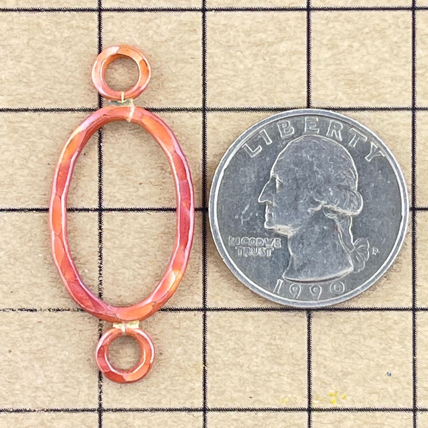 Large Elongated Oval Hammered Copper Link