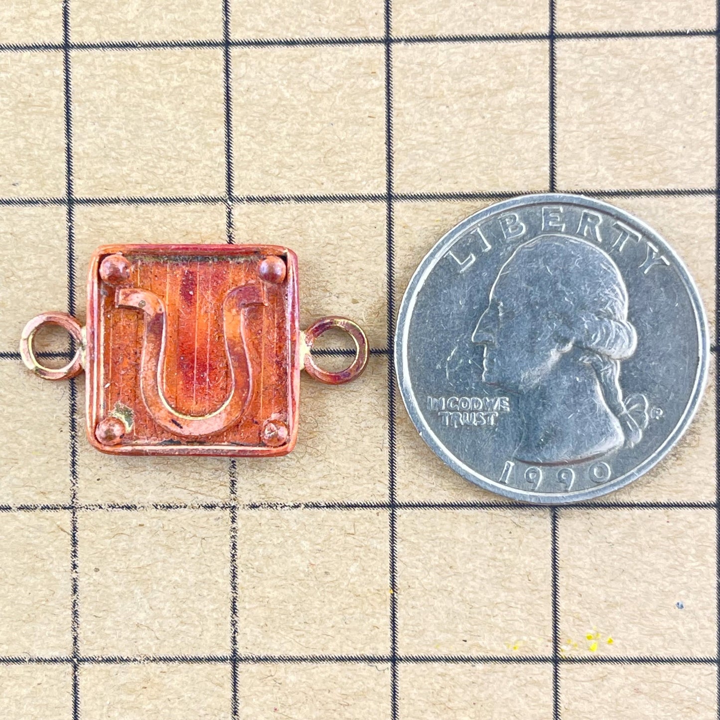 Horizontal Horseshoe Link in Copper and Brass