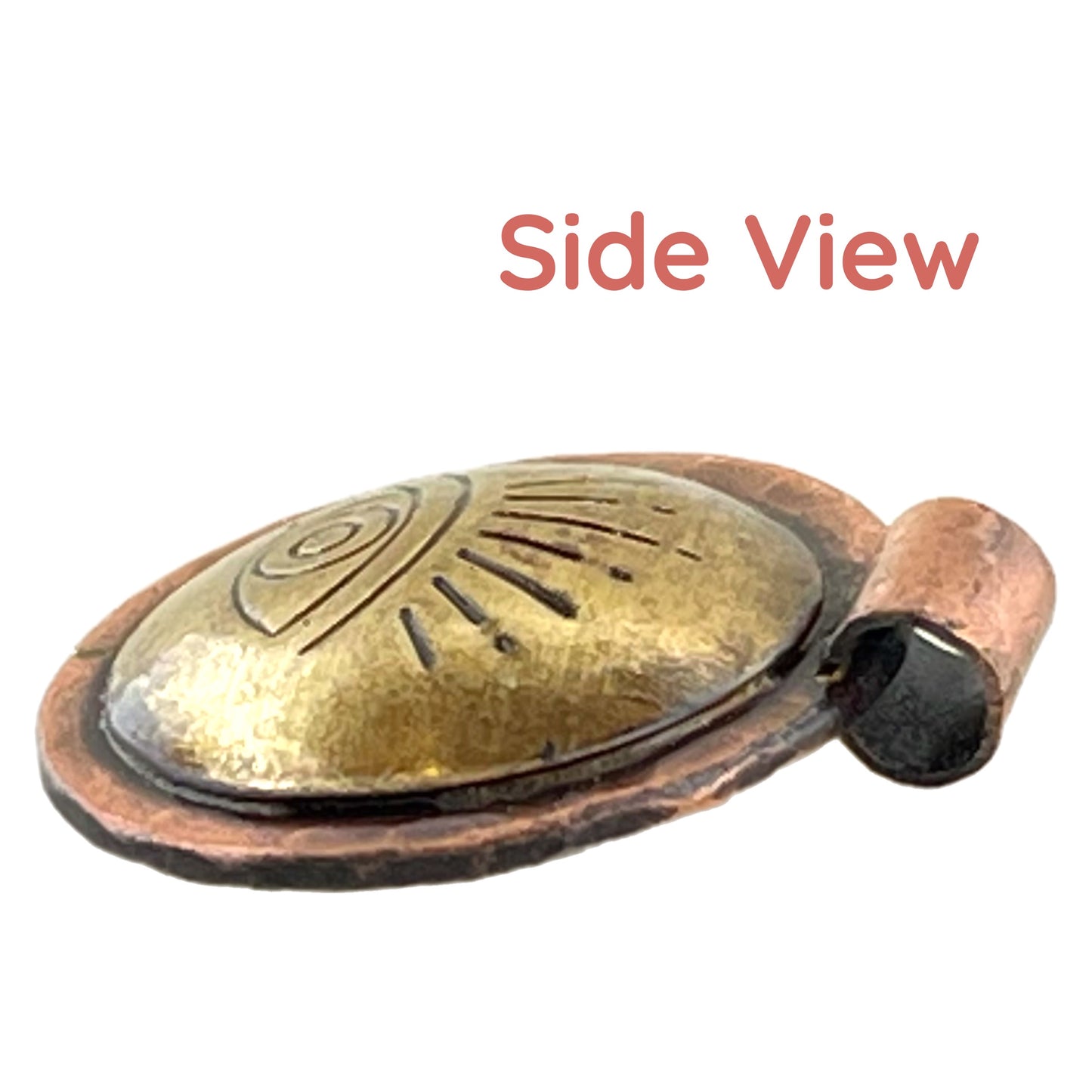 Small Evil Eye Pendant – Handcrafted Copper & Brass Symbolic Charm