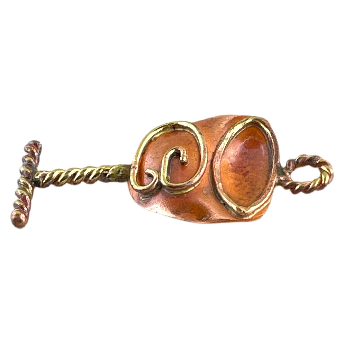 Copper Wine Glass Pendant with Brass Swirl Facing Right