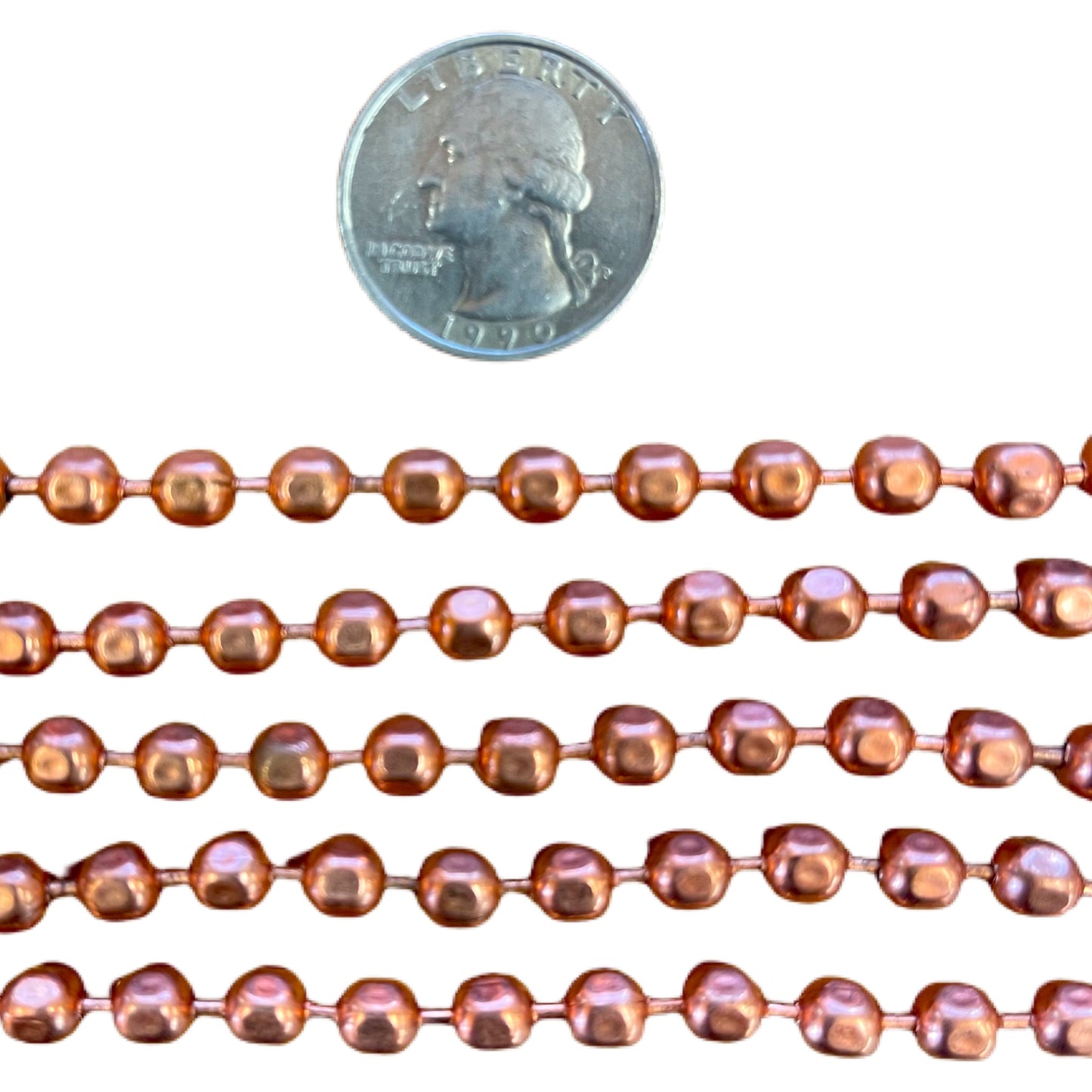 5mm Genuine Copper Faceted Chain *Per Foot