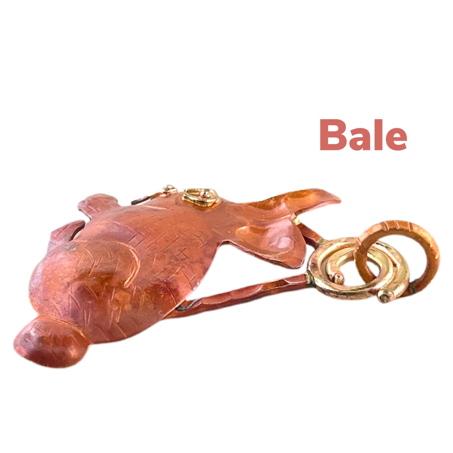 Copper Cottontail Rabbit Pendant with Brass Accents