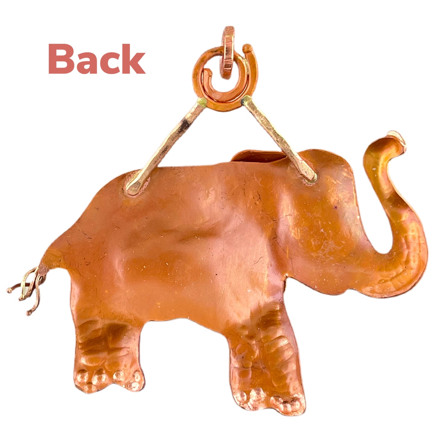 Large Copper Elephant Pendant with Brass Accents
