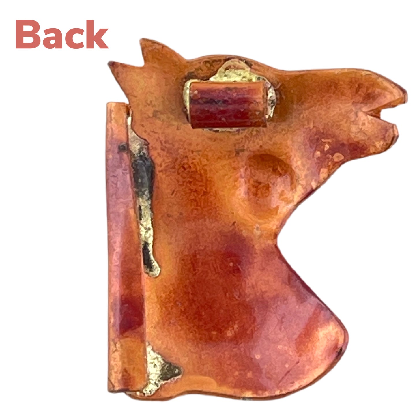 Copper Horse Head Pendant with Flame Patina