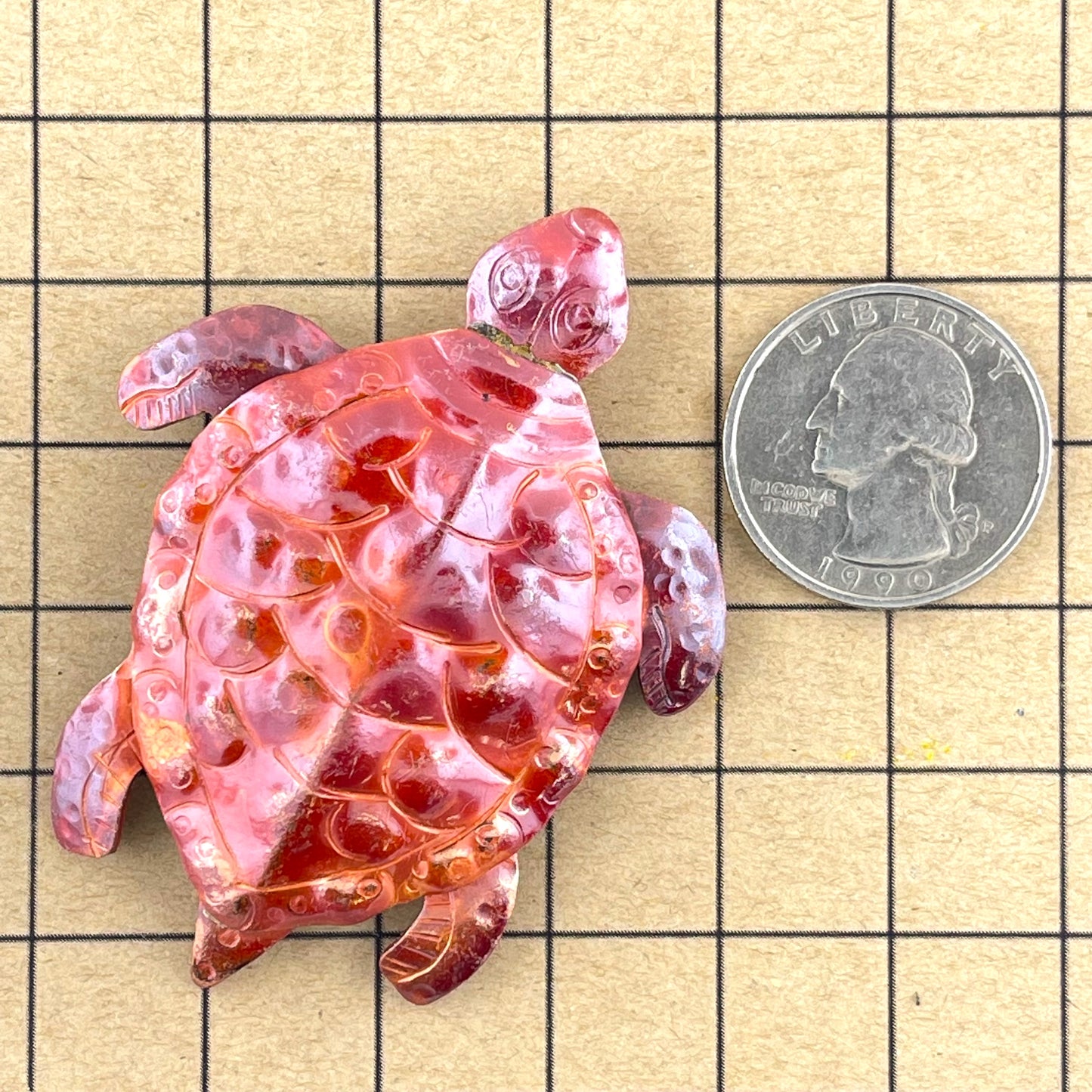 Large Copper Sea Turtle Pendant