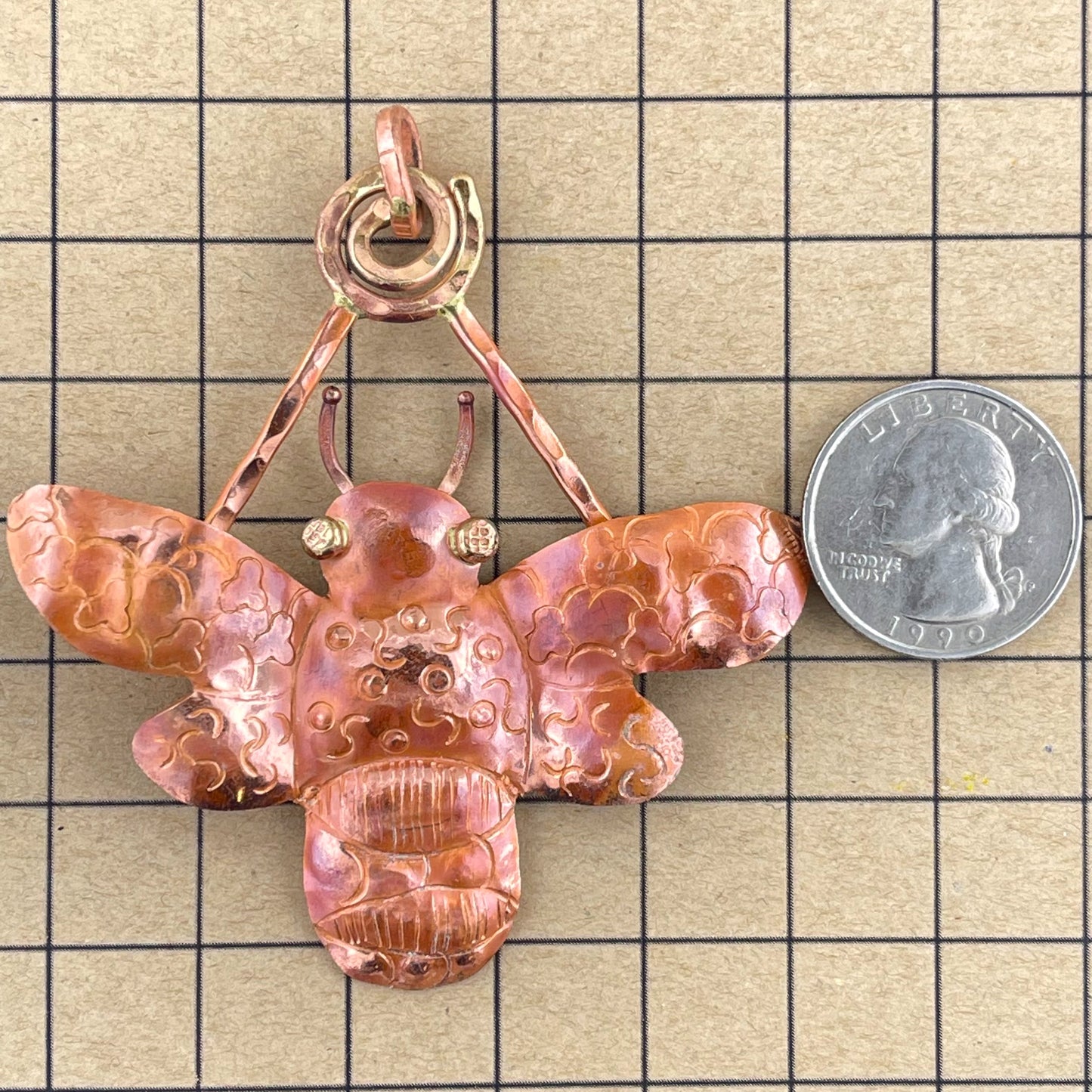 Large Copper Bumblebee Pendant with Brass Eyes – Patricia Healey