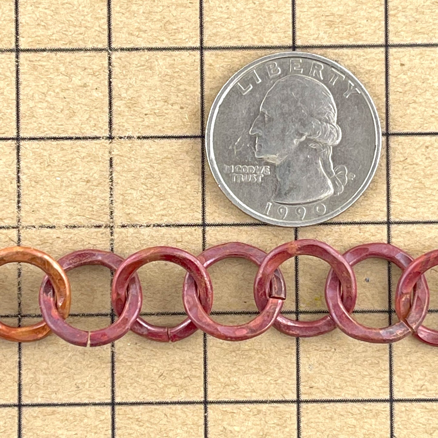 Hand-Forged Medium Copper Ring Link Chain – 20"