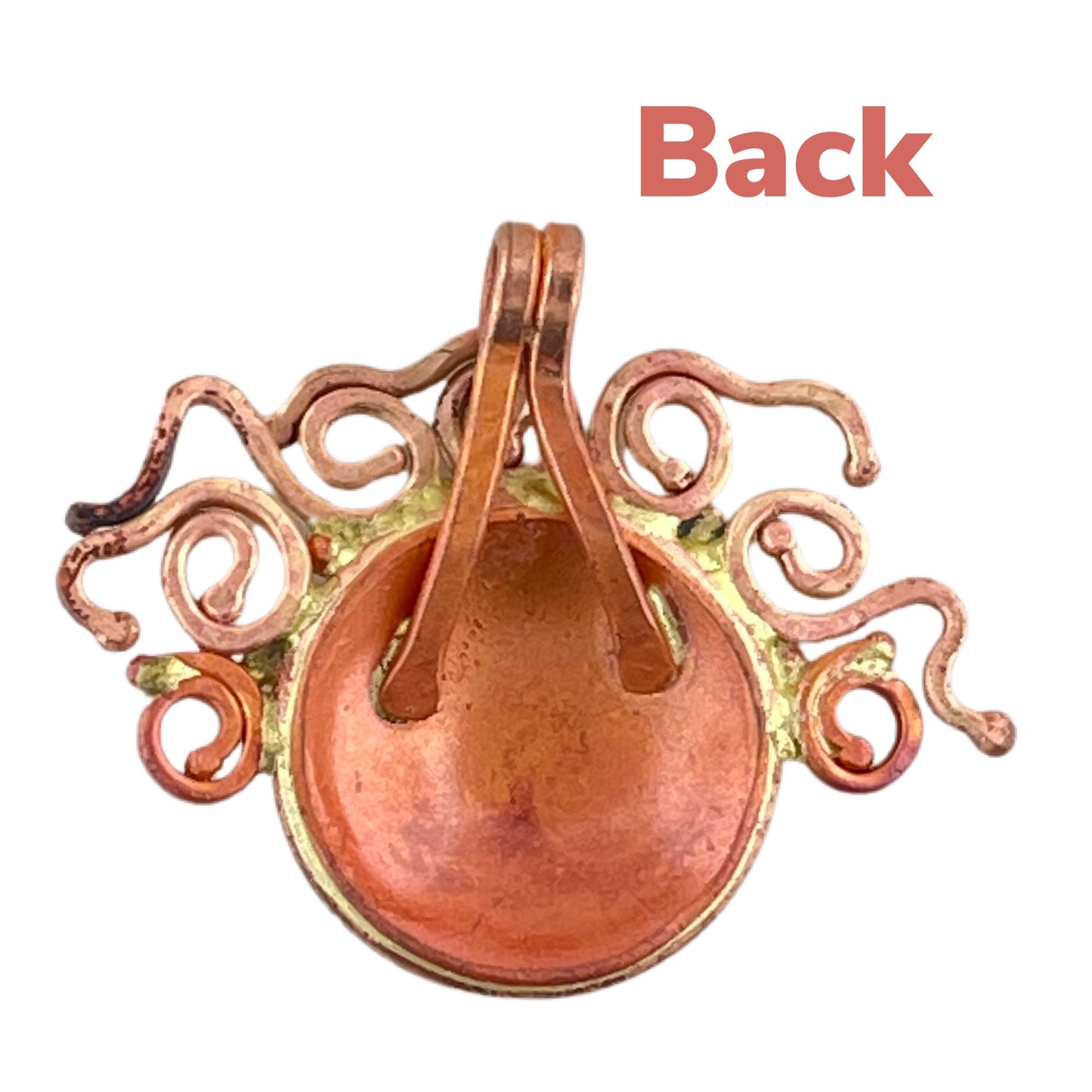 Little Crazy Haired Lady Pendant – Copper & Brass by Patricia Healey