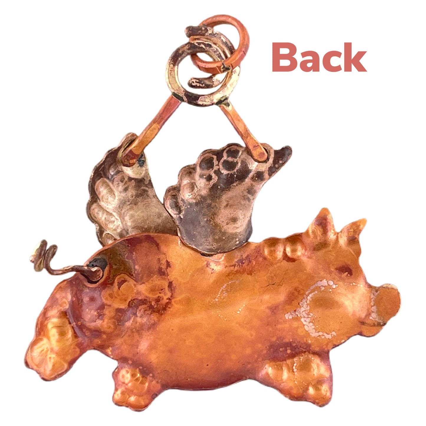 Flying Pig Pendant in Copper & Brass