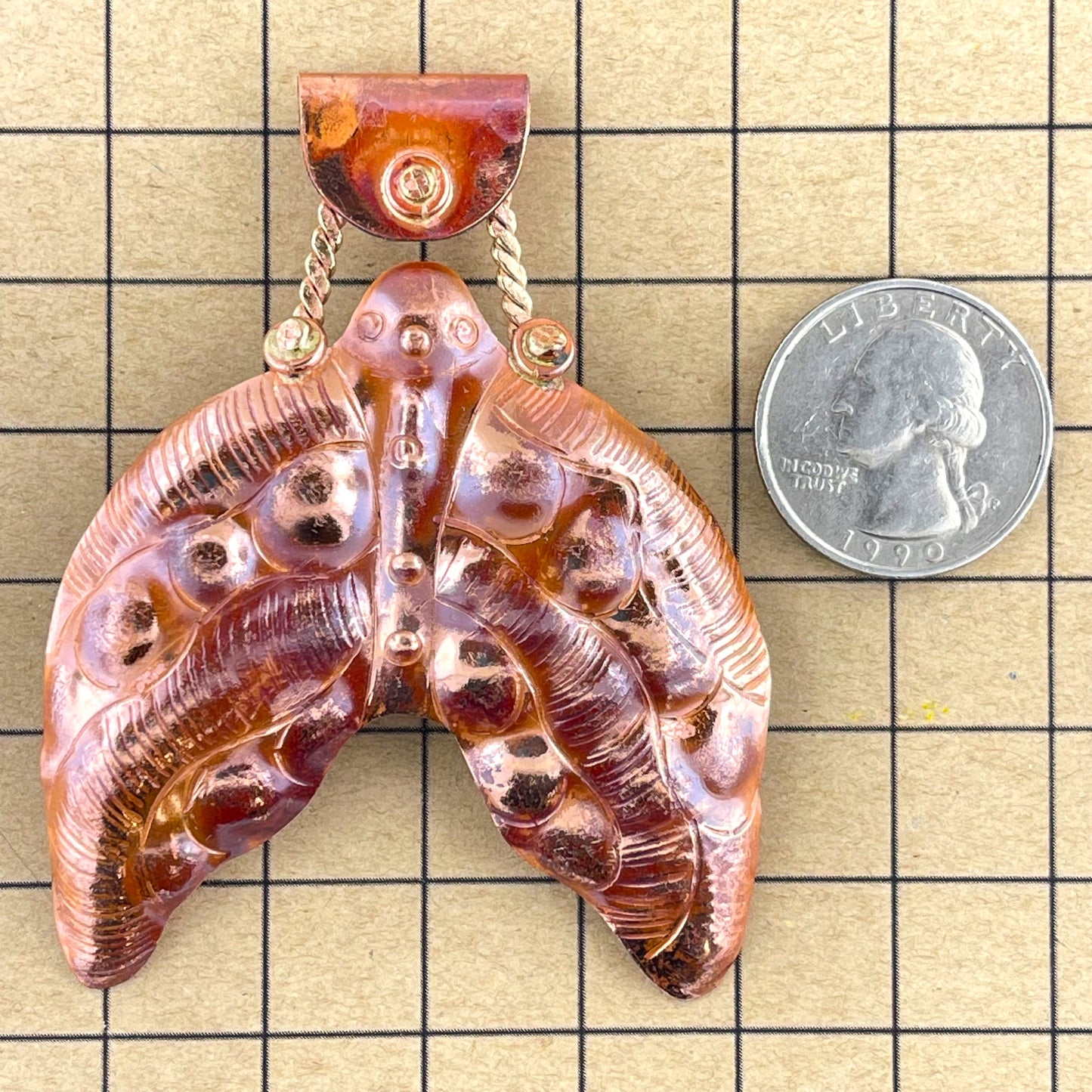 Copper Mermaid Tail Pendant with Brass Accents