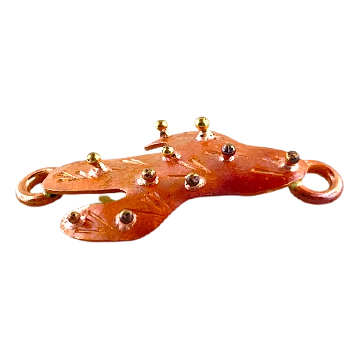 Copper Saguaro Cactus Link with Tiny Brass Details Facing Right