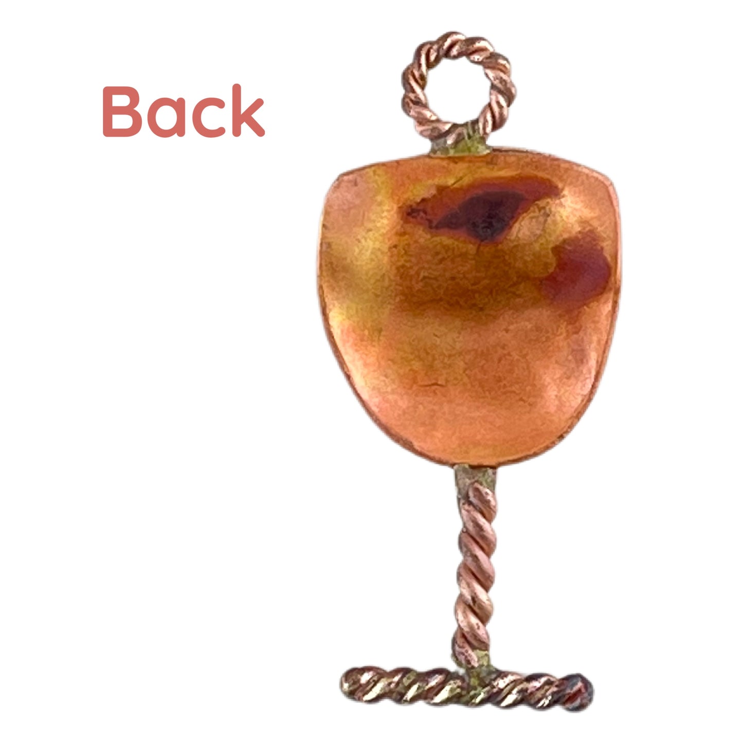 Copper Wine Glass Pendant with Brass Swirl Facing Right