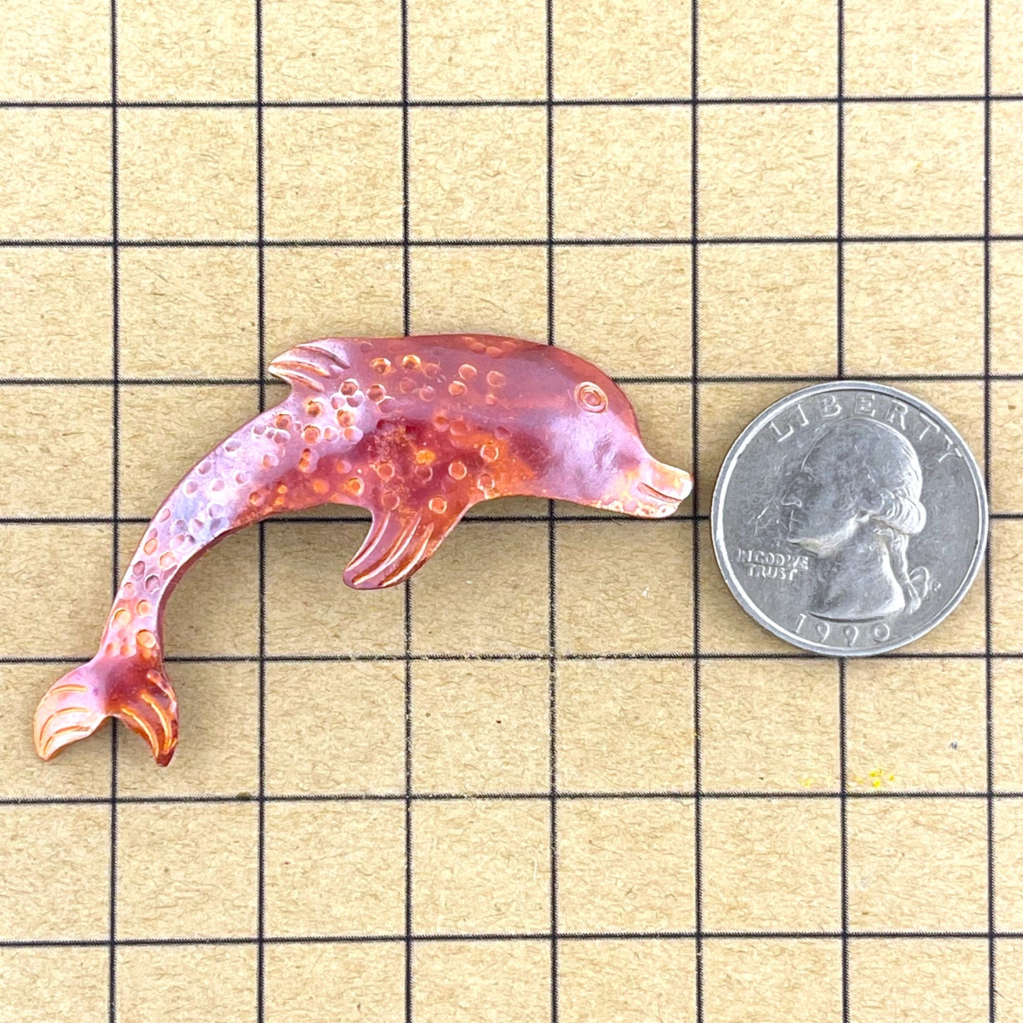 Large Copper Dolphin Pendant for Statement Necklaces
