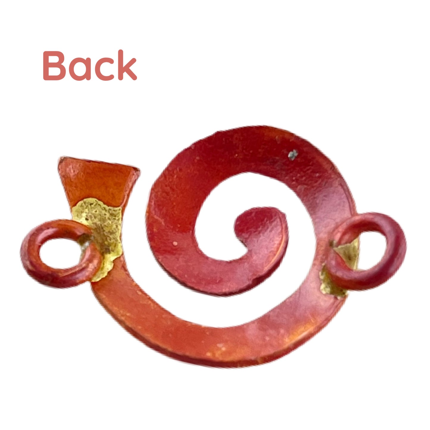 Copper Spiral Link Charm with Two Attachment Points Facing Right