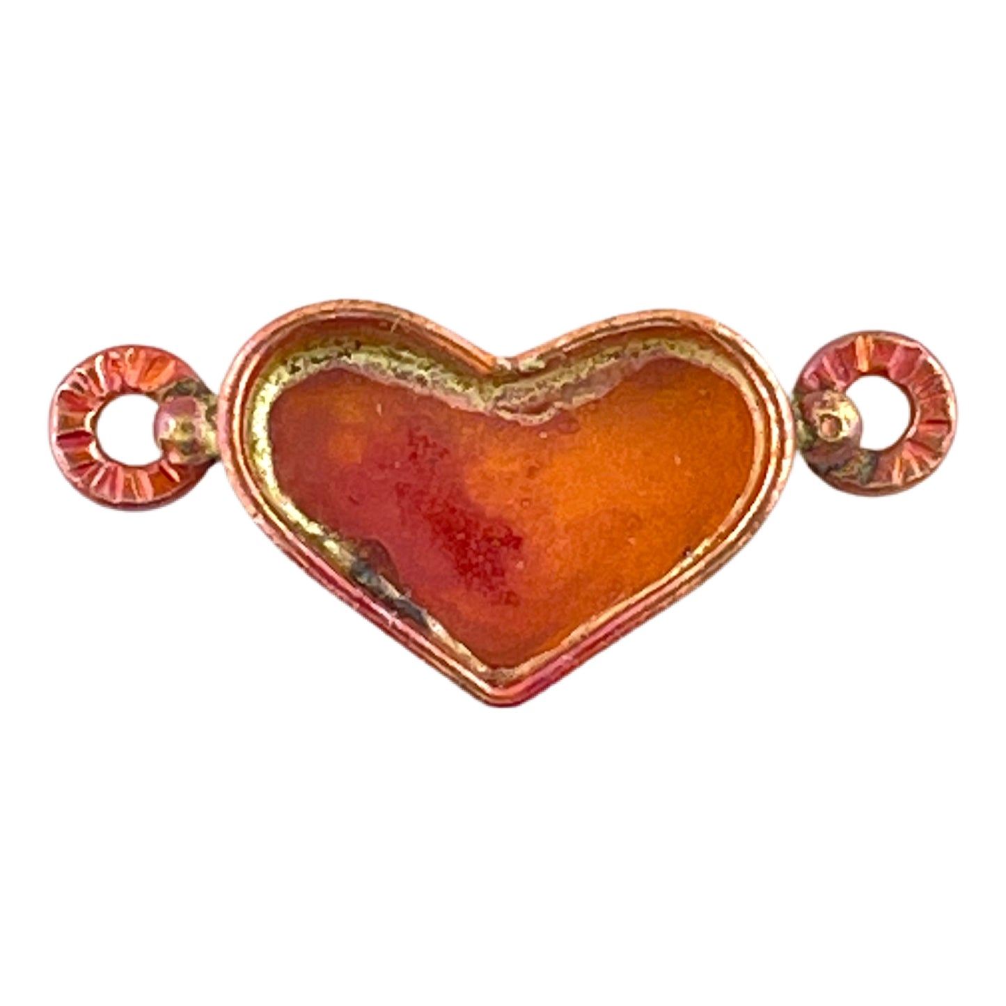Small Copper Bezeled Heart Link