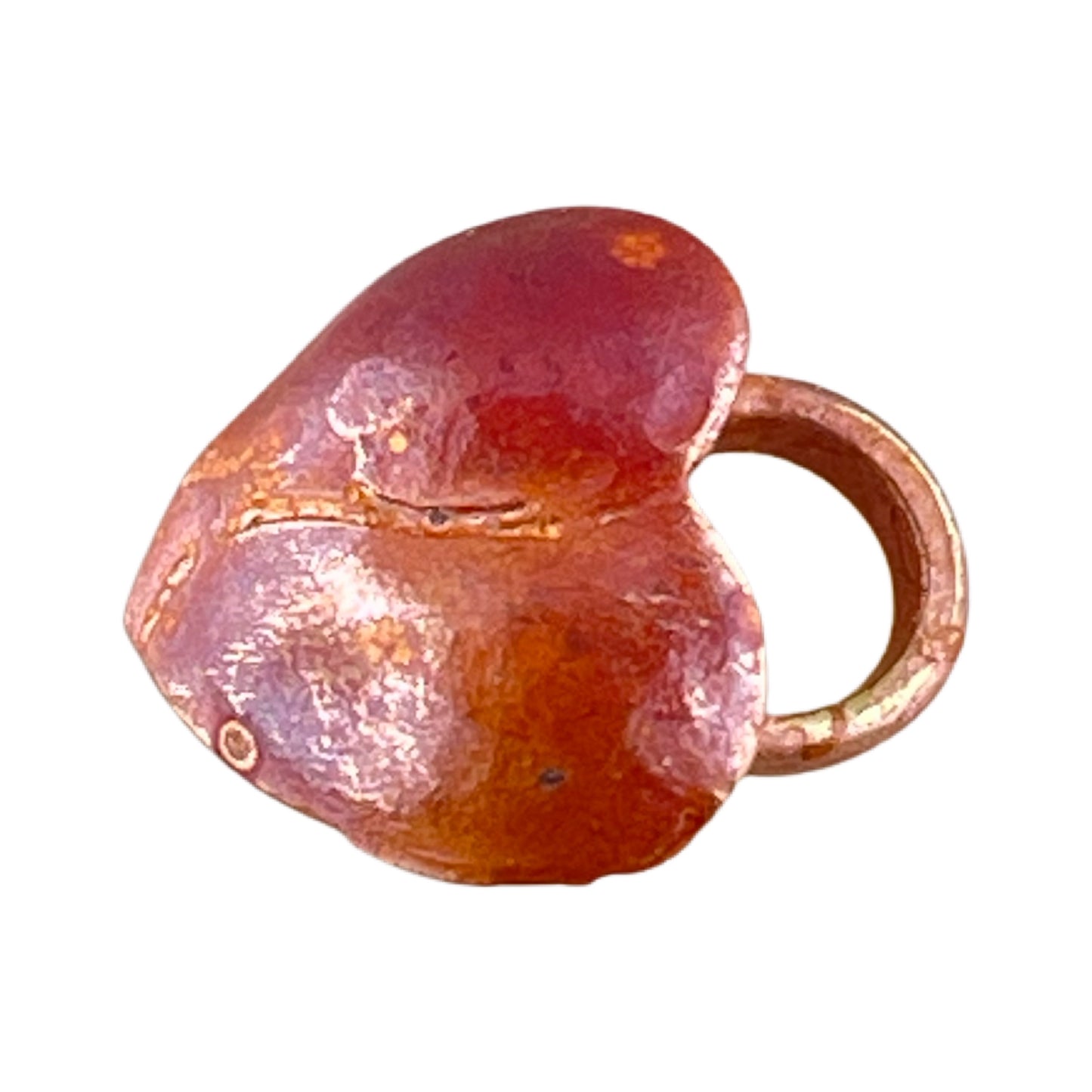Copper and Brass Small Heart Charm with Hammered Texture