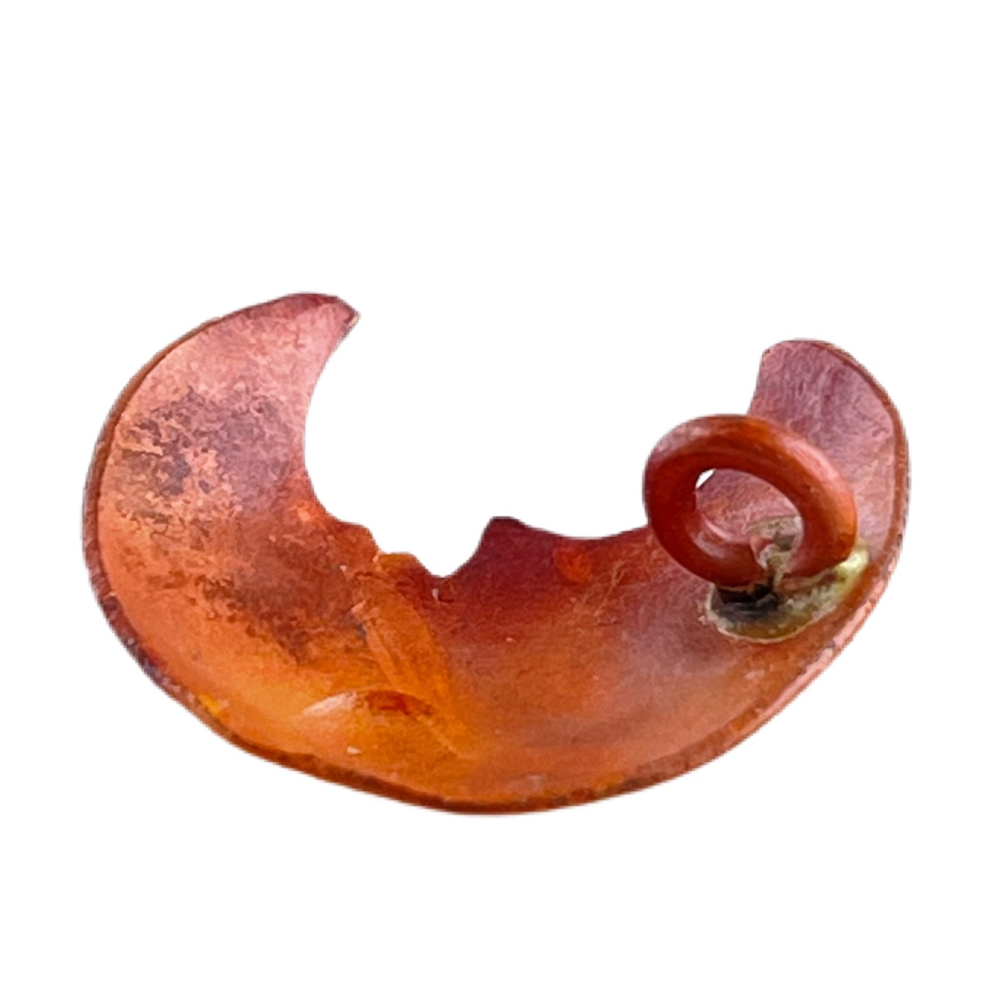 Copper Crescent Moon Charm with Brass Accent - Facing Right