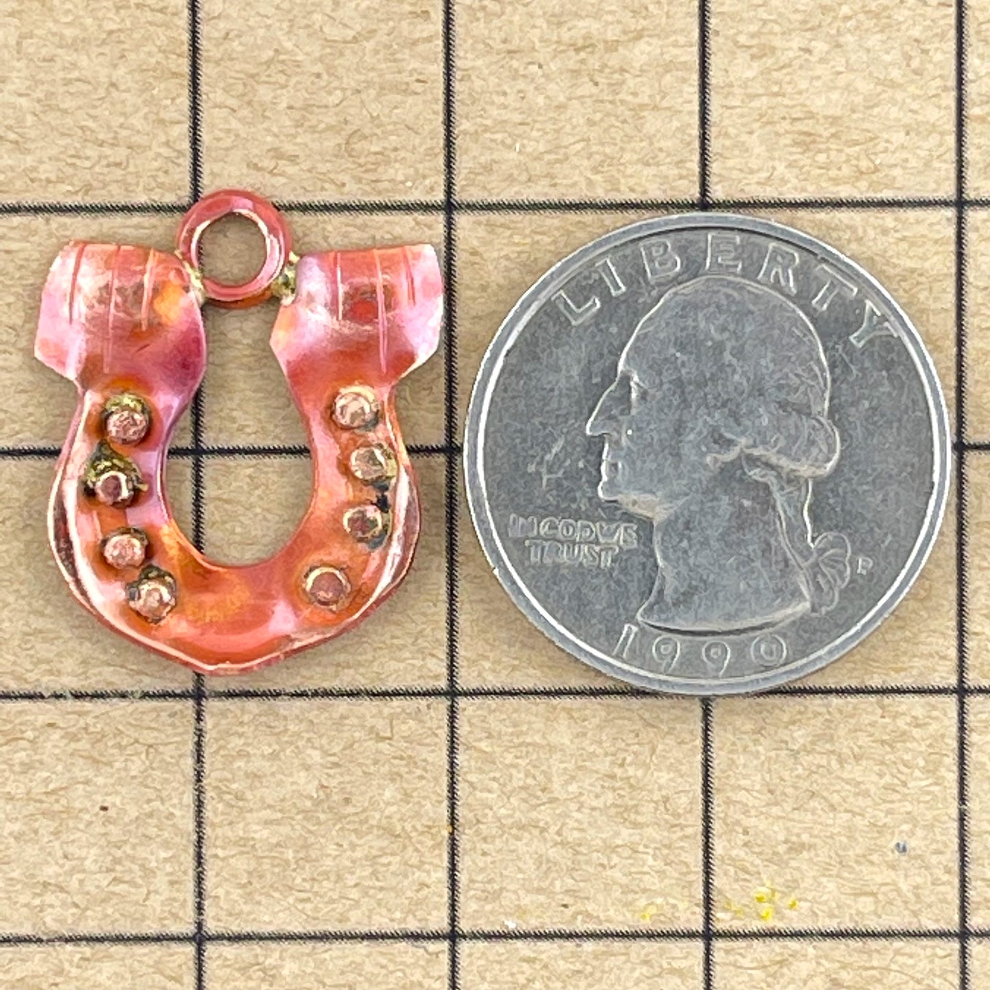 Small Copper Horseshoe Charm with Brass Accents
