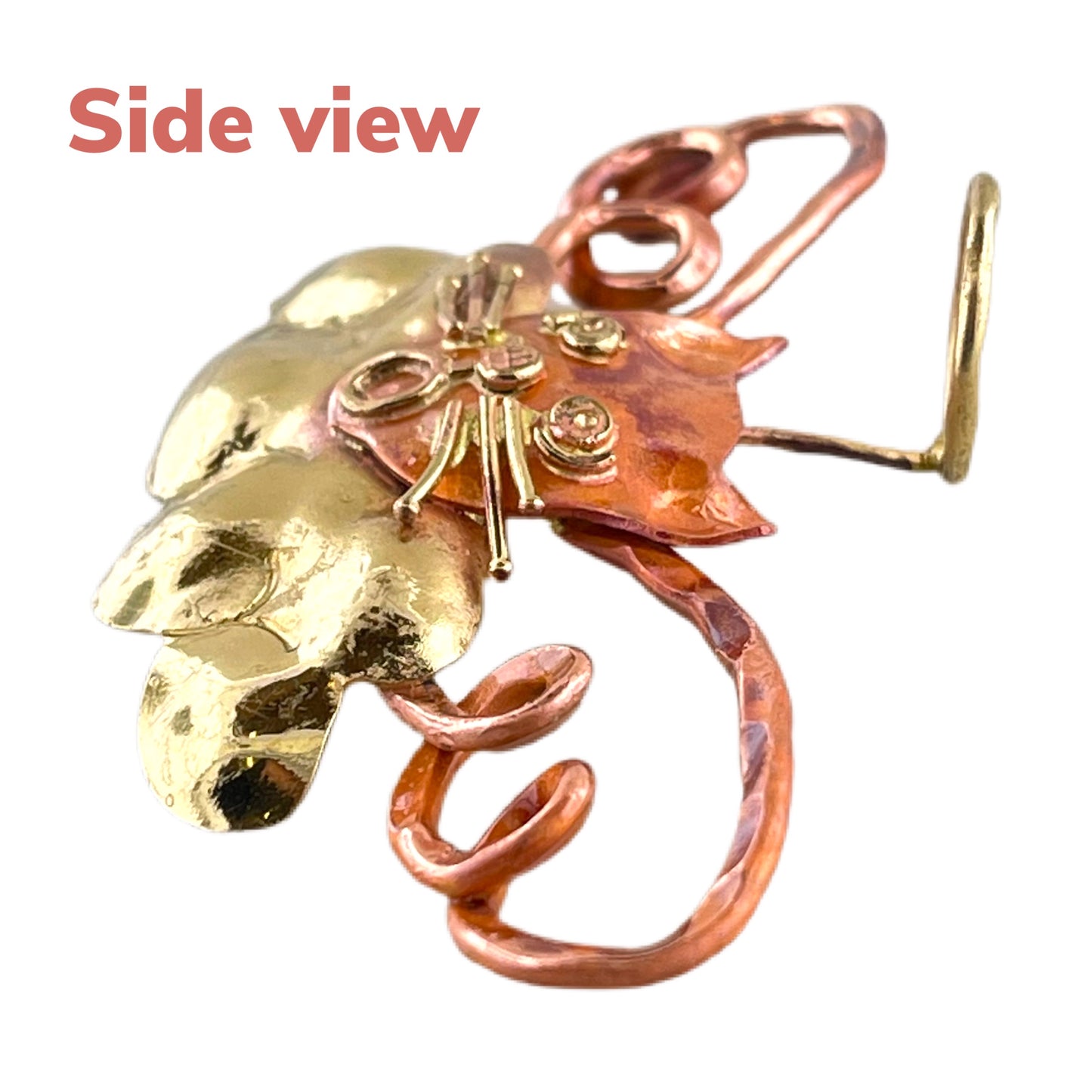 Copper Cat Angel Pendant, Mixed Metal