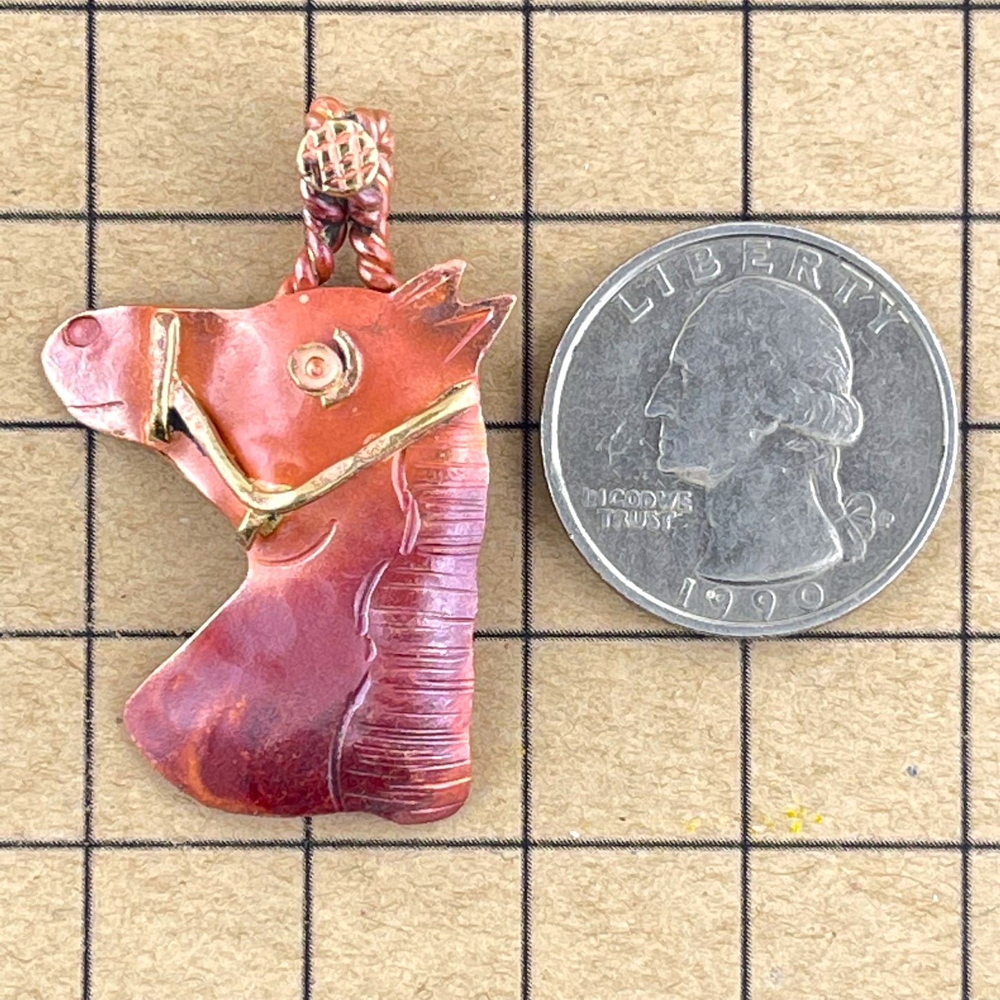 Horse Head in Bridle Pendant • Copper and Brass