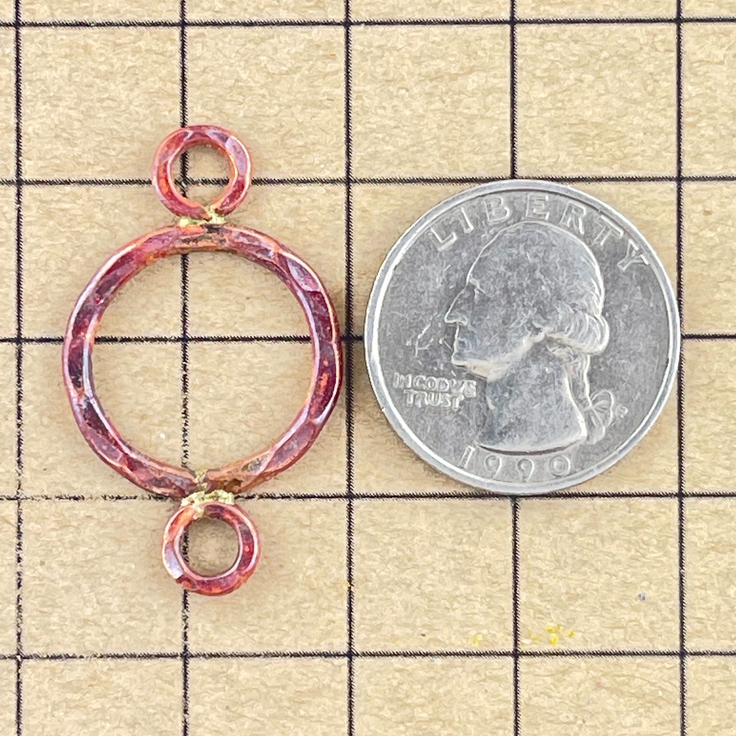 Large Round Hammered Copper Link