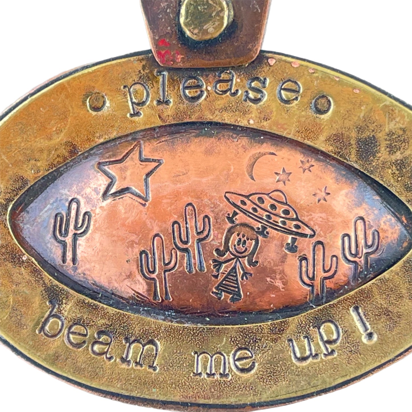 Antiqued Copper "Please, Beam Me Up" Pendant for Necklaces