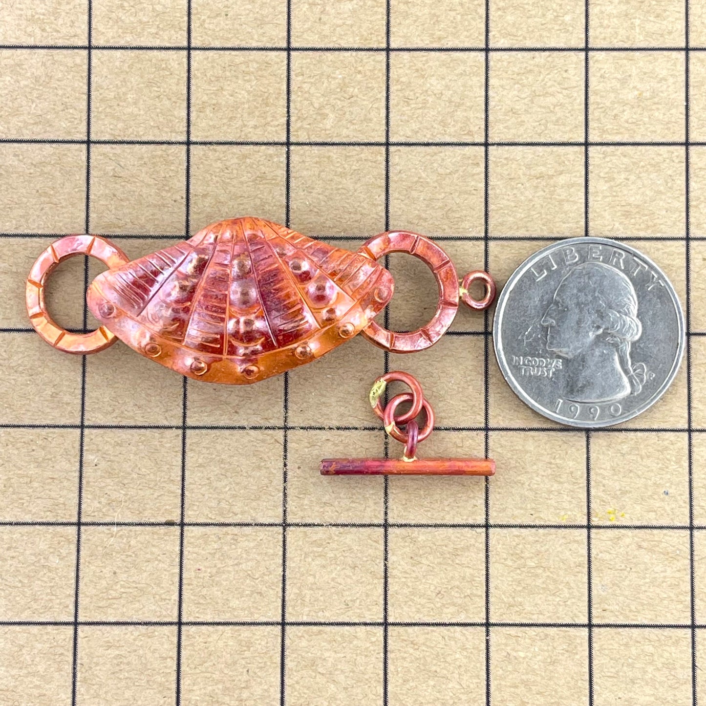 Copper Scallop Shell Toggle Clasp