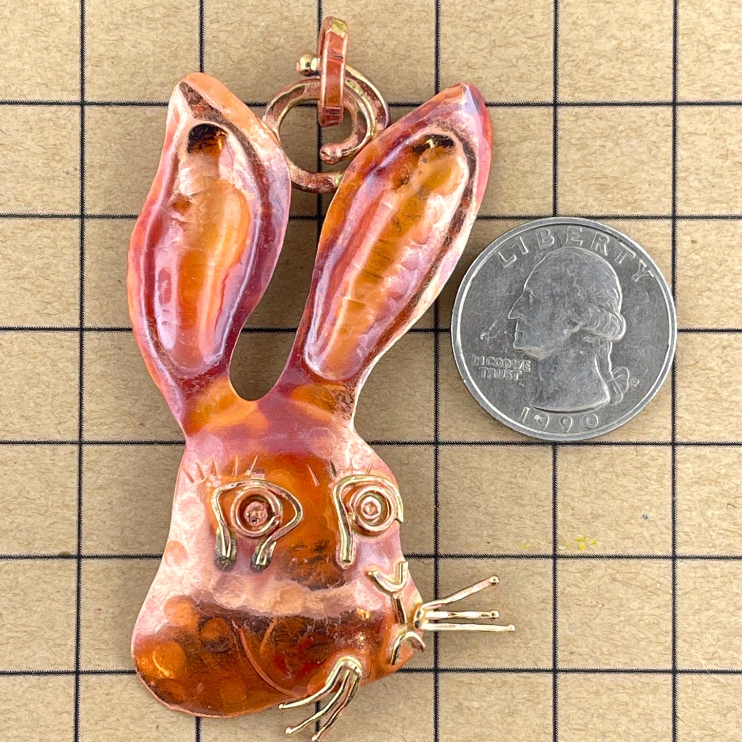 Copper Jackrabbit Pendant with Brass Accents by Patricia Healey