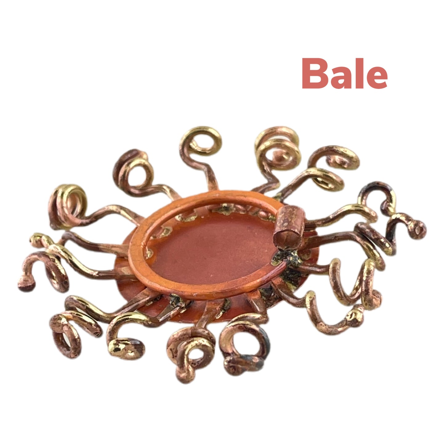 Copper Sunburst Pendant with Brass Ray Accents
