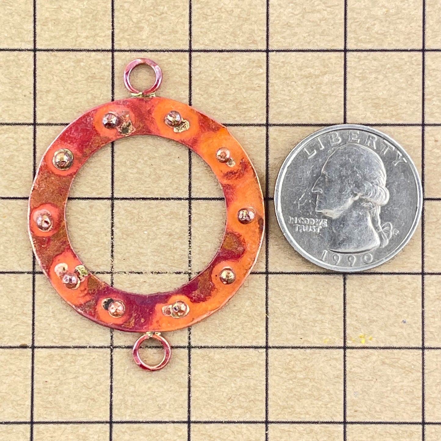 Large Copper & Brass Dotted Ring Link